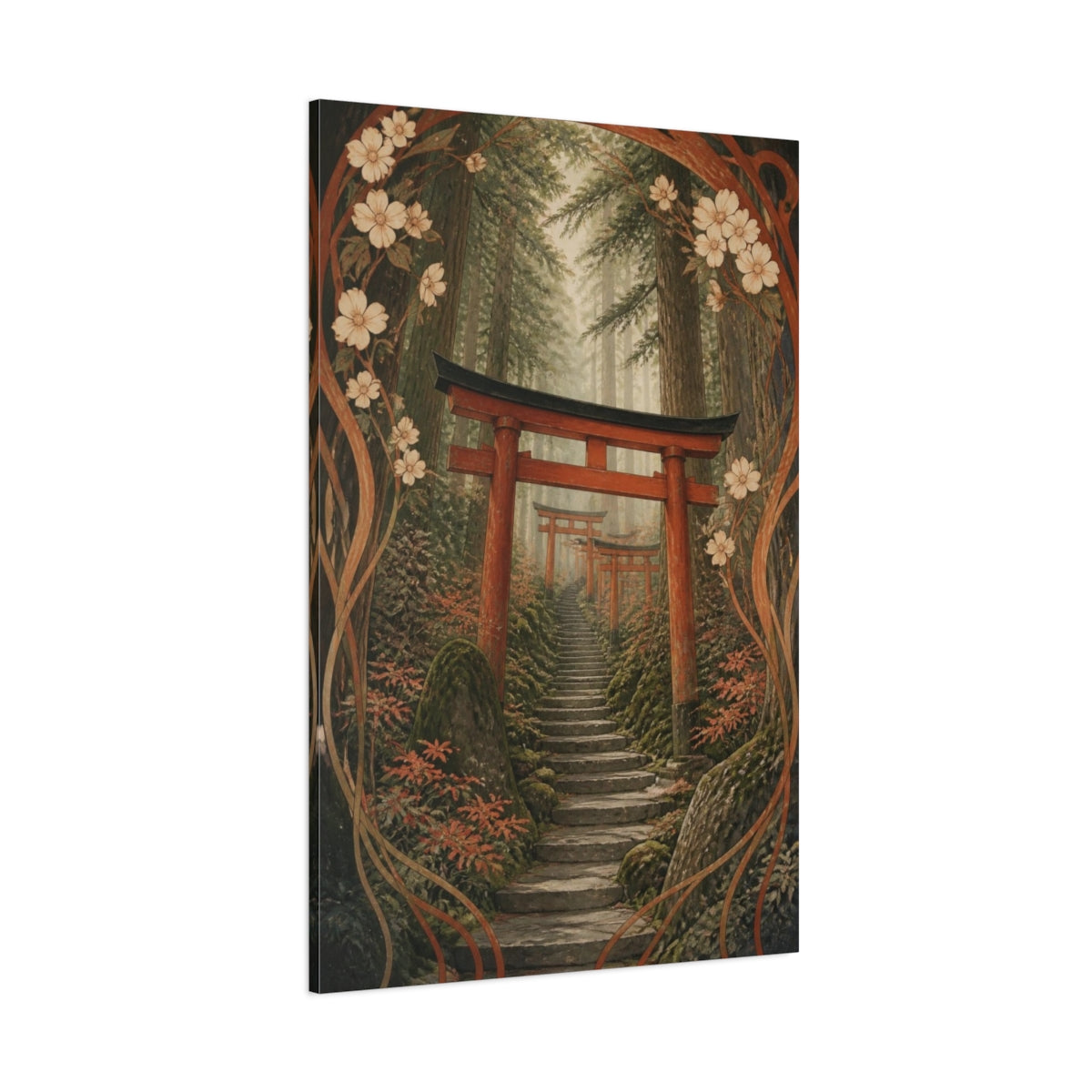 Side Mockup 1. Japanese Torii Stairway shown as canvas print