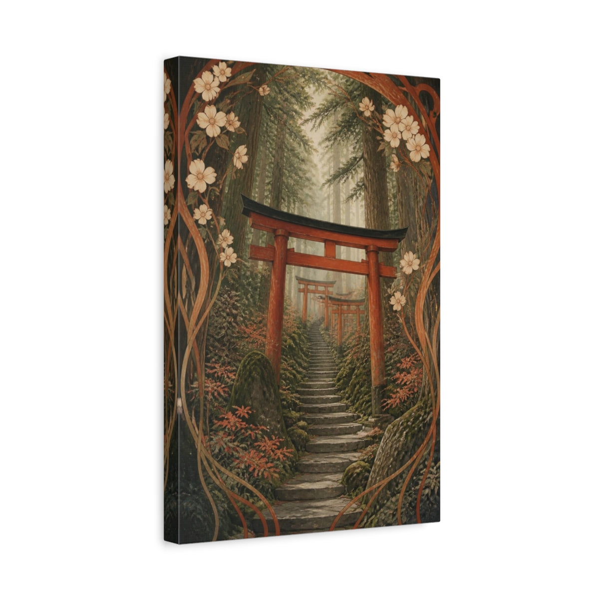 Side Mockup 4. Japanese Torii Stairway shown as canvas print