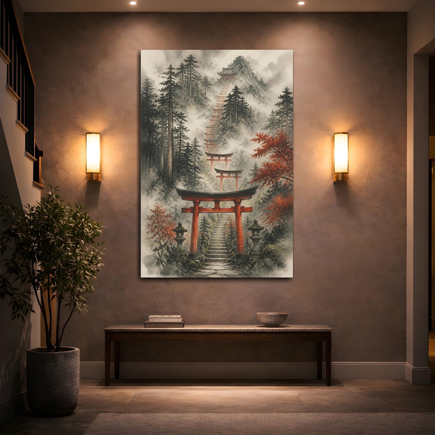 Mockup 2. Japanese Torii Stairway shown as canvas print