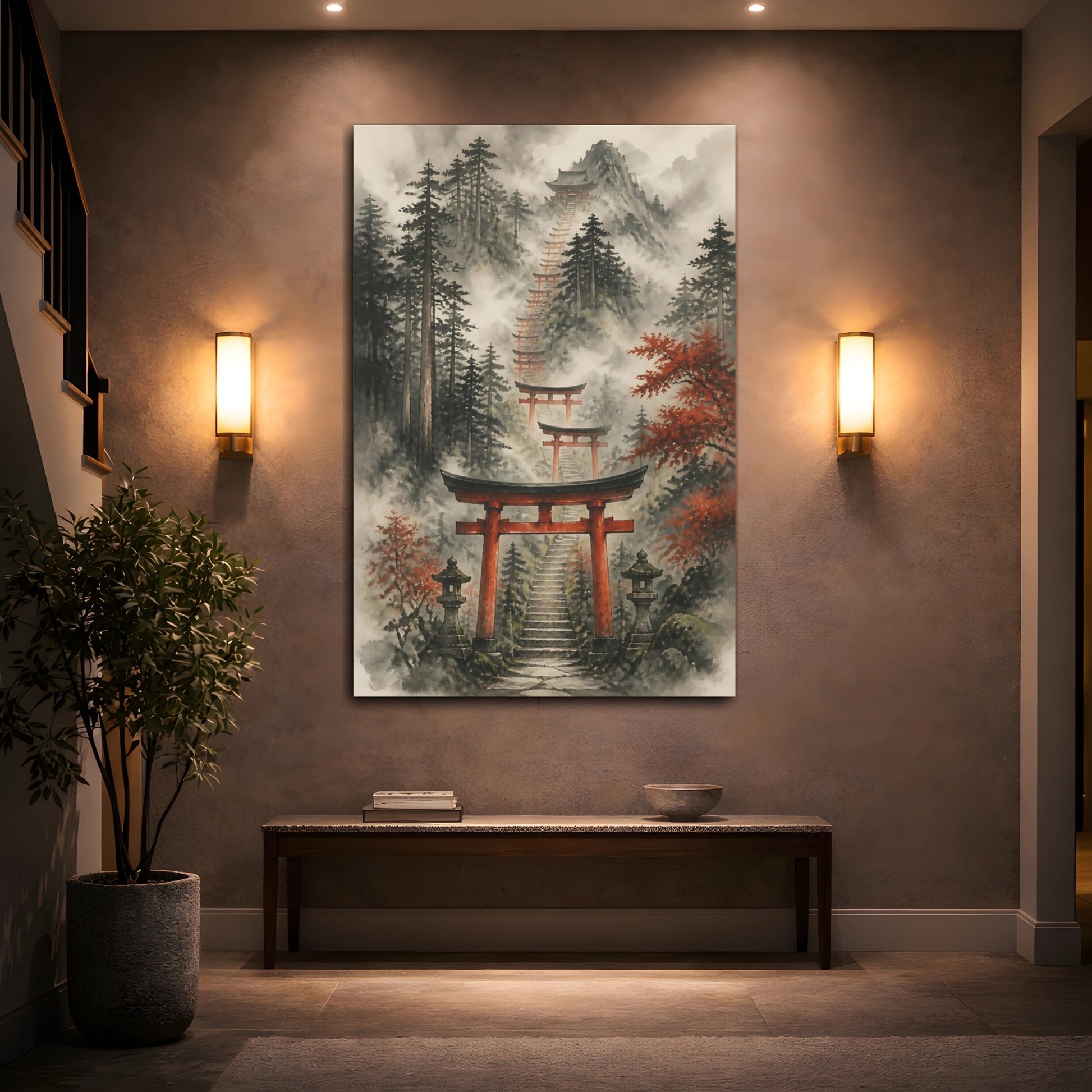 Mockup 2. Japanese Torii Stairway shown as canvas print