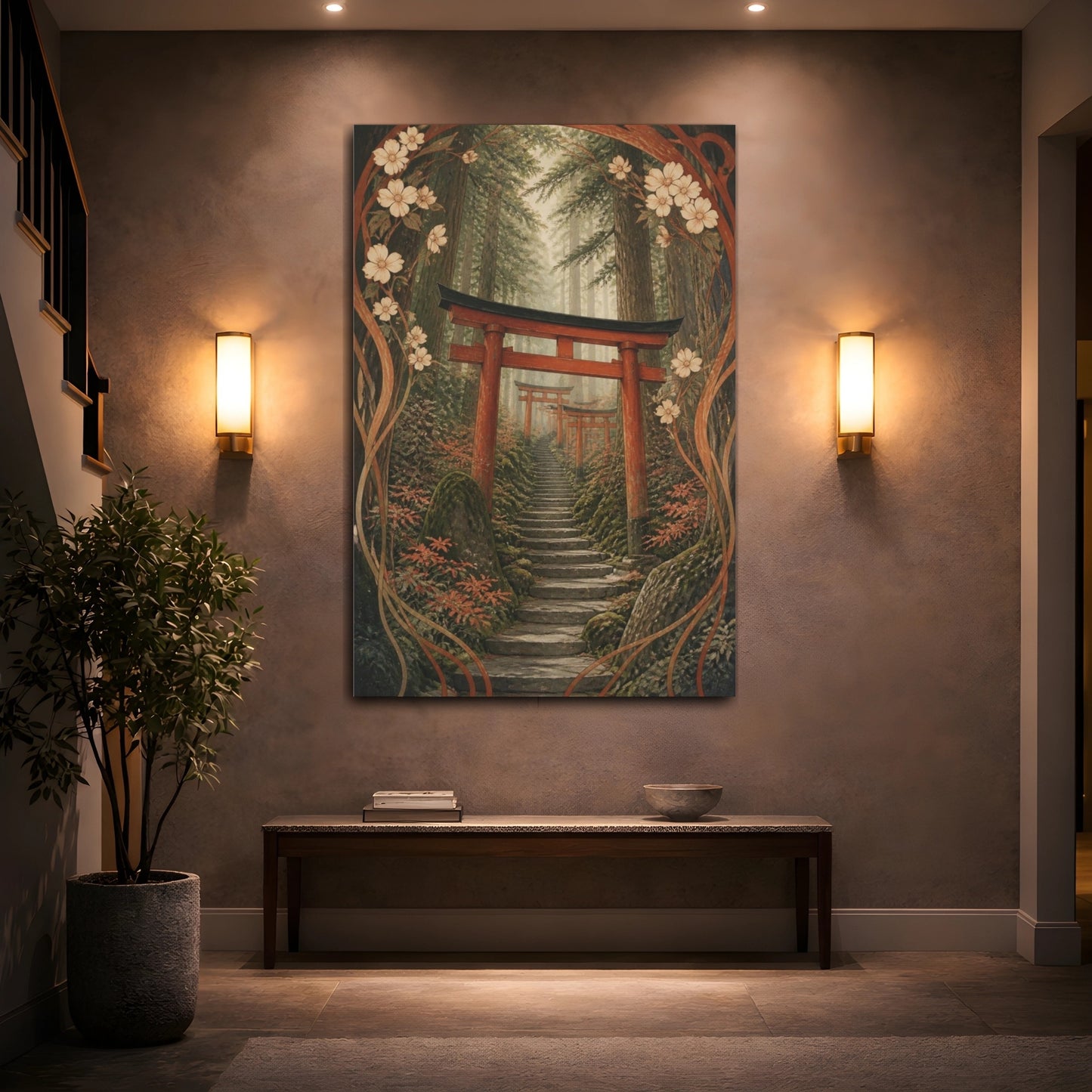 Mockup 2. Japanese Torii Stairway shown as canvas print