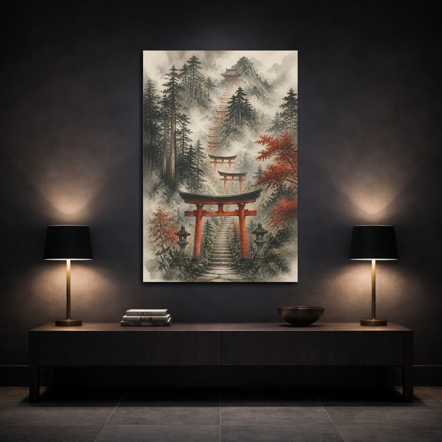 Mockup 3. Japanese Torii Stairway shown as canvas print