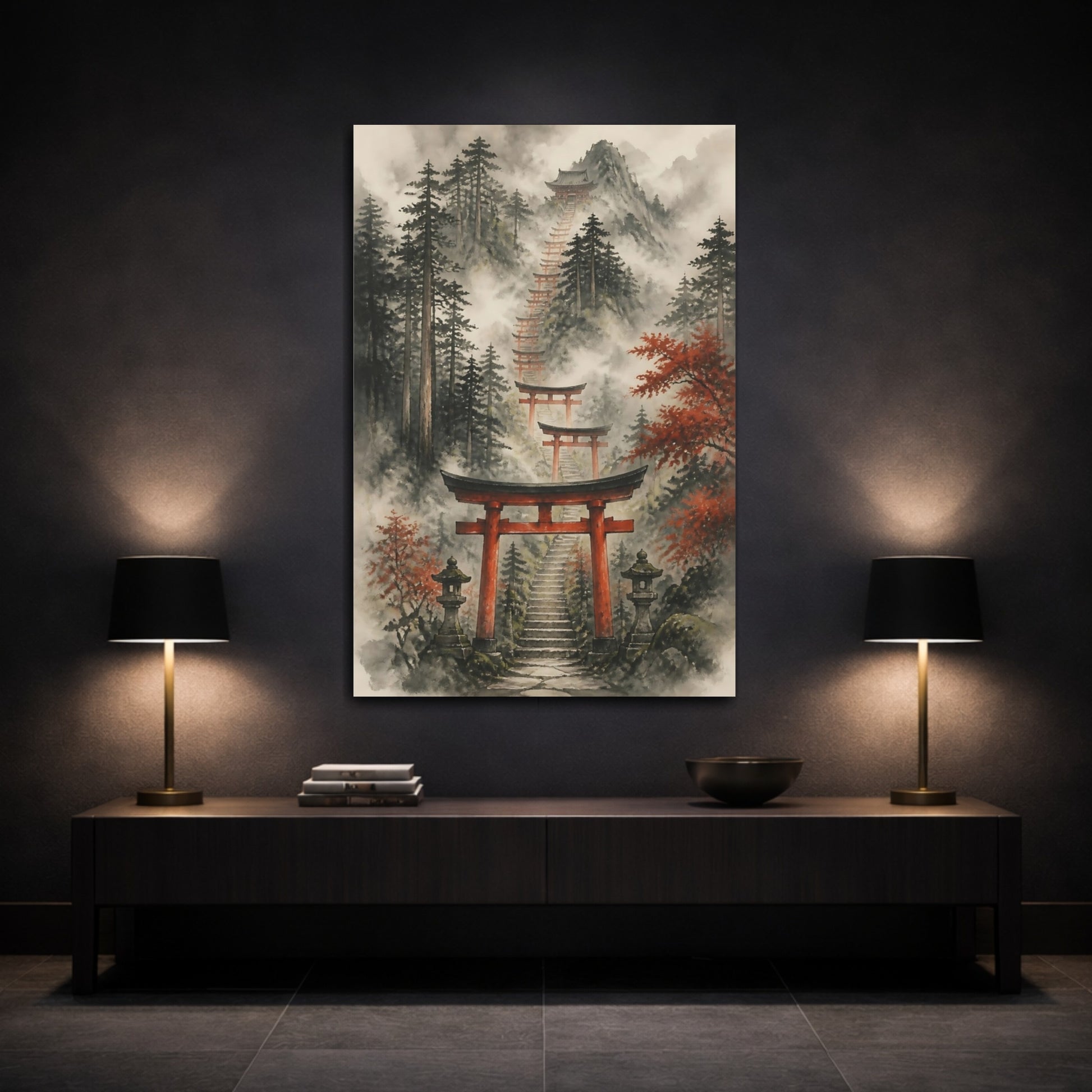 Mockup 3. Japanese Torii Stairway shown as canvas print