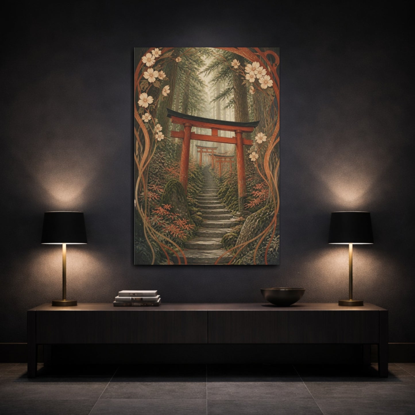 Mockup 3. Japanese Torii Stairway shown as canvas print