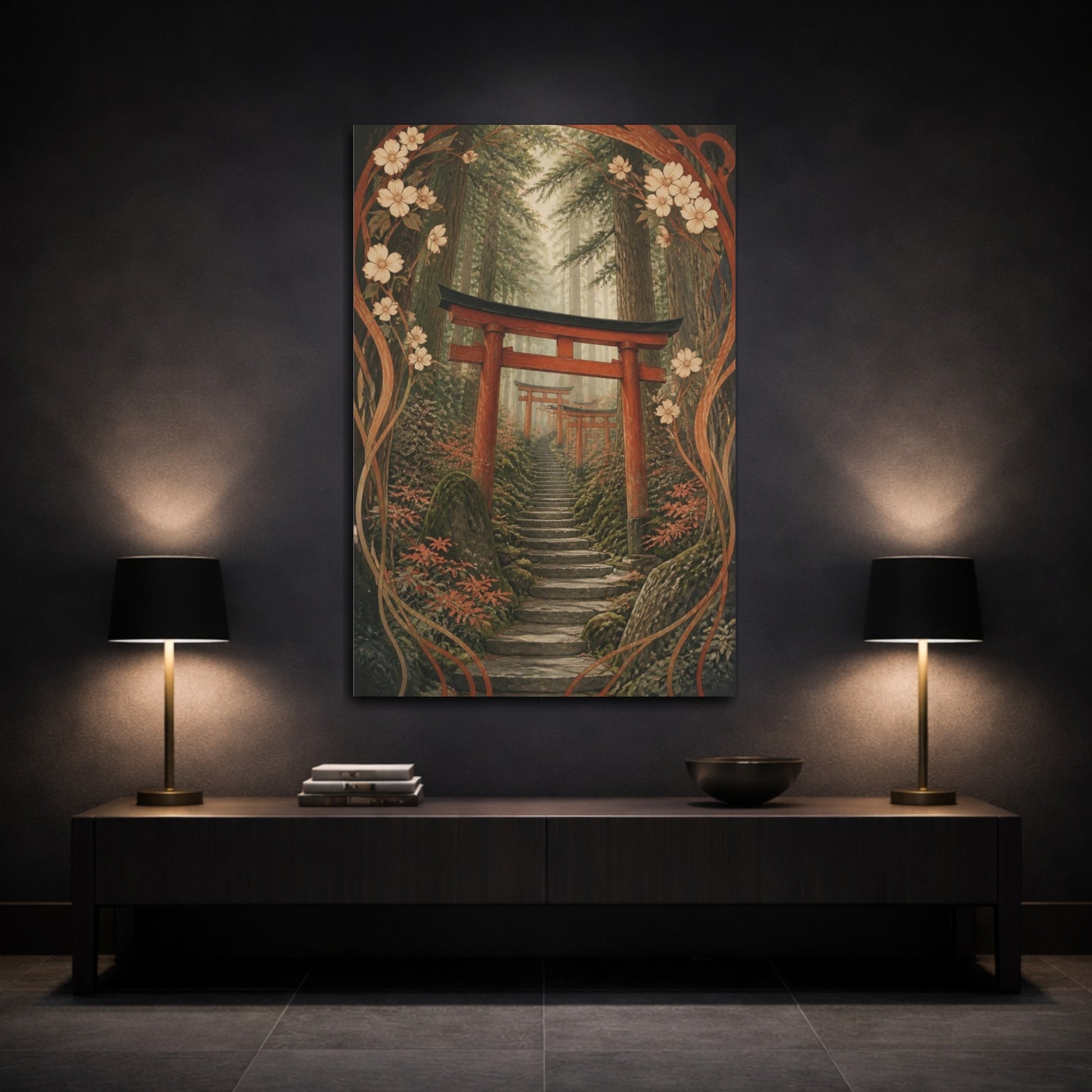 Mockup 3. Japanese Torii Stairway shown as canvas print