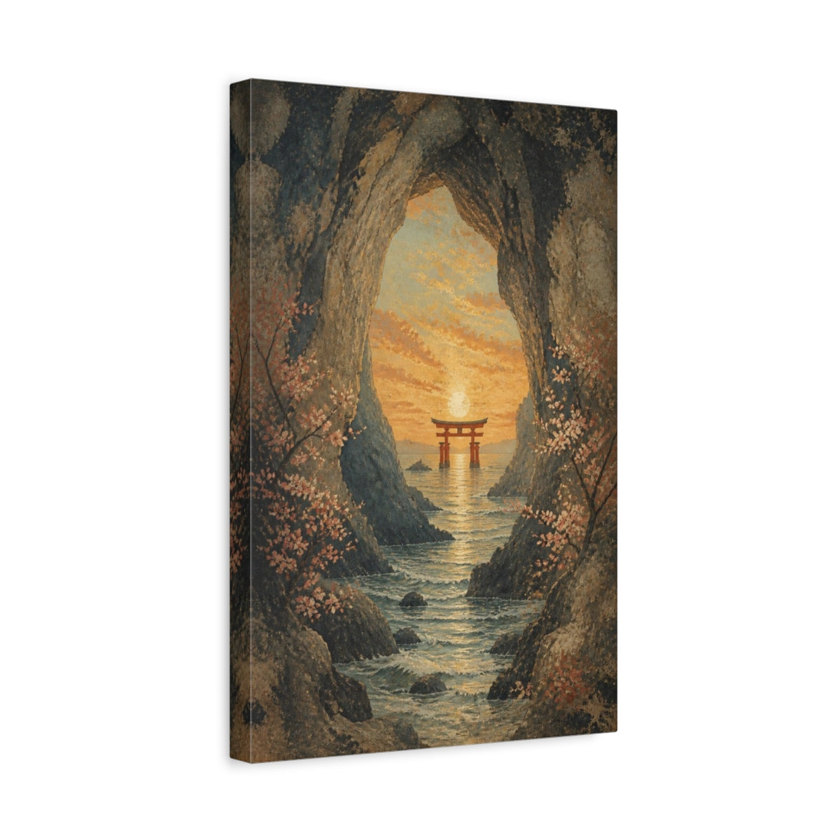 Side Mockup 4. Japanese Torii Sunset shown as canvas print