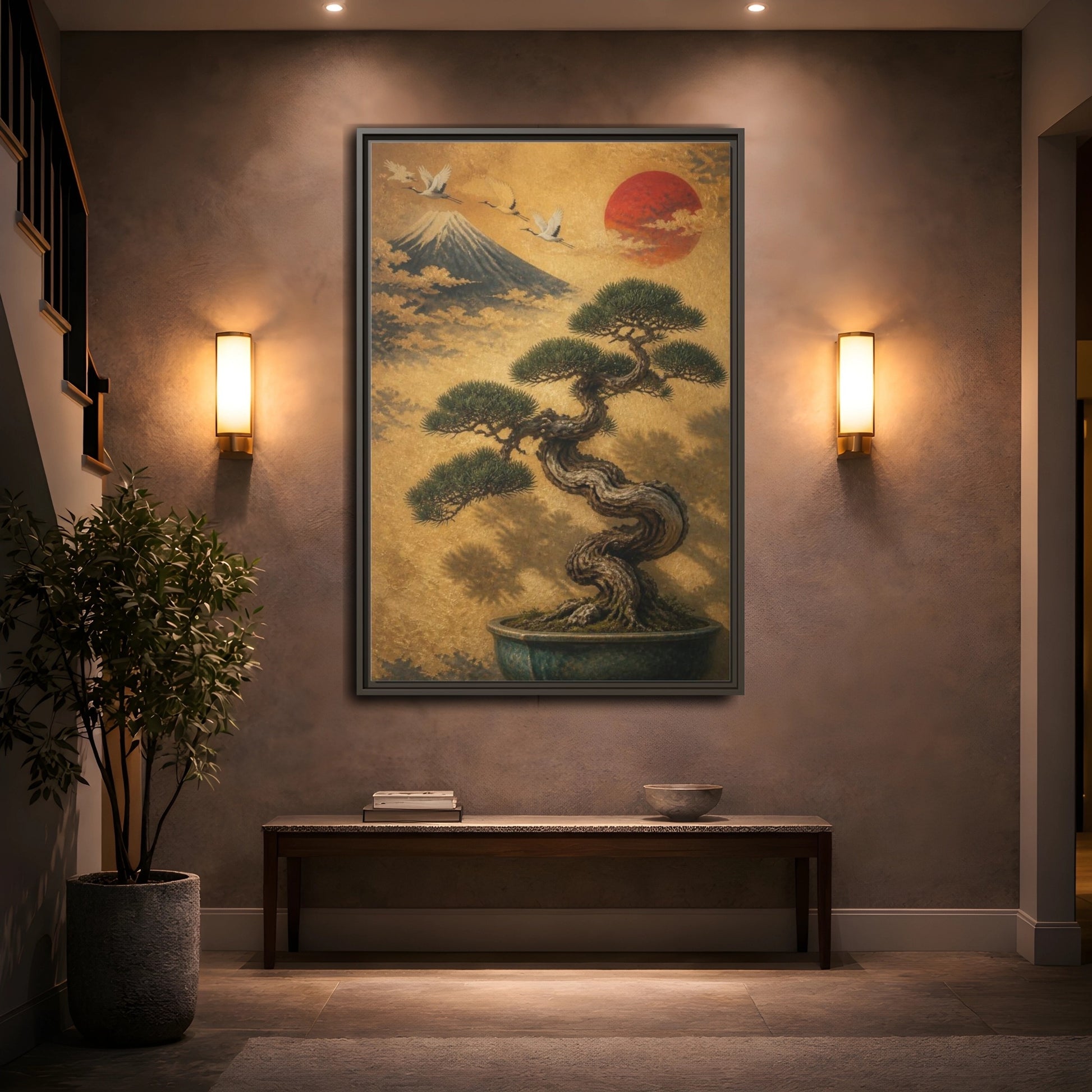Mockup 2. Japanese Twisted Bonsai shown as framed canvas print