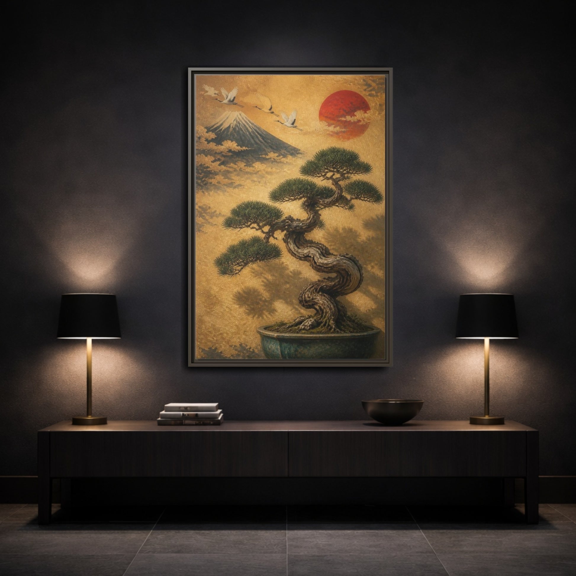 Mockup 3. Japanese Twisted Bonsai shown as framed canvas print