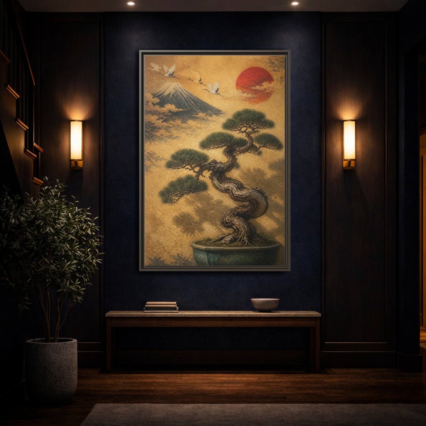 Mockup 4. Japanese Twisted Bonsai shown as framed canvas print
