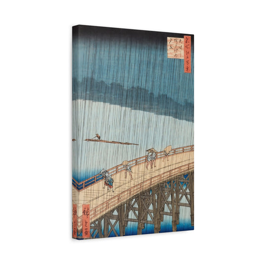 Japanese Utagawa Hiroshige Canvas Wall Art - Shower Shin - Ohashi Bridge Print - YesArtYes