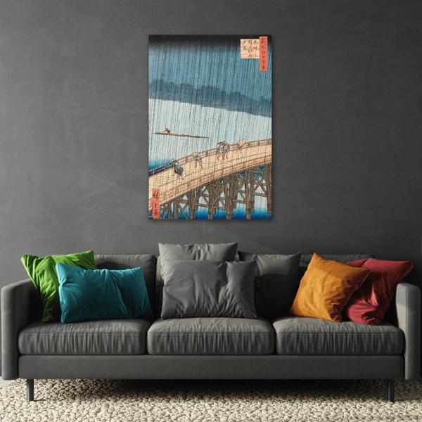 Japanese Utagawa Hiroshige Canvas Wall Art - Shower Shin - Ohashi Bridge Print - YesArtYes