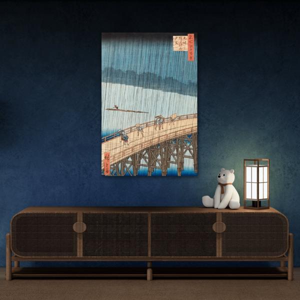 Japanese Utagawa Hiroshige Canvas Wall Art - Shower Shin - Ohashi Bridge Print - YesArtYes