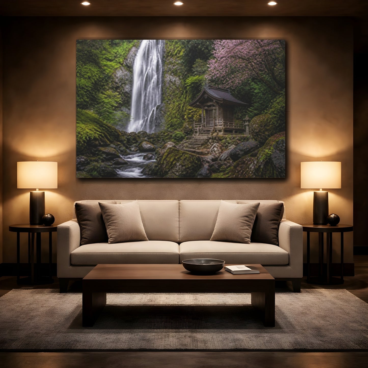 Mockup 2. Japanese Waterfall Shrine shown as canvas print
