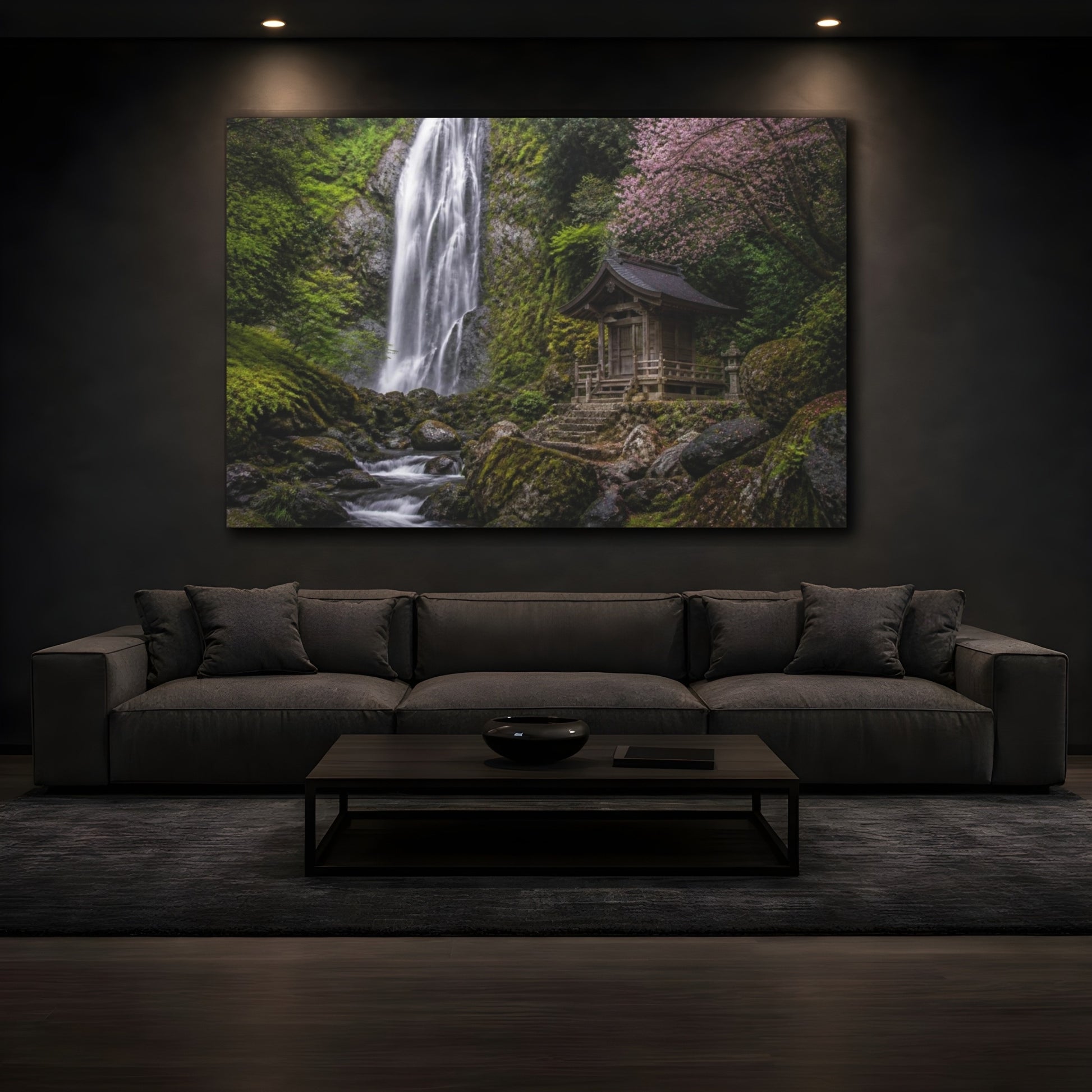 Mockup 3. Japanese Waterfall Shrine shown as canvas print