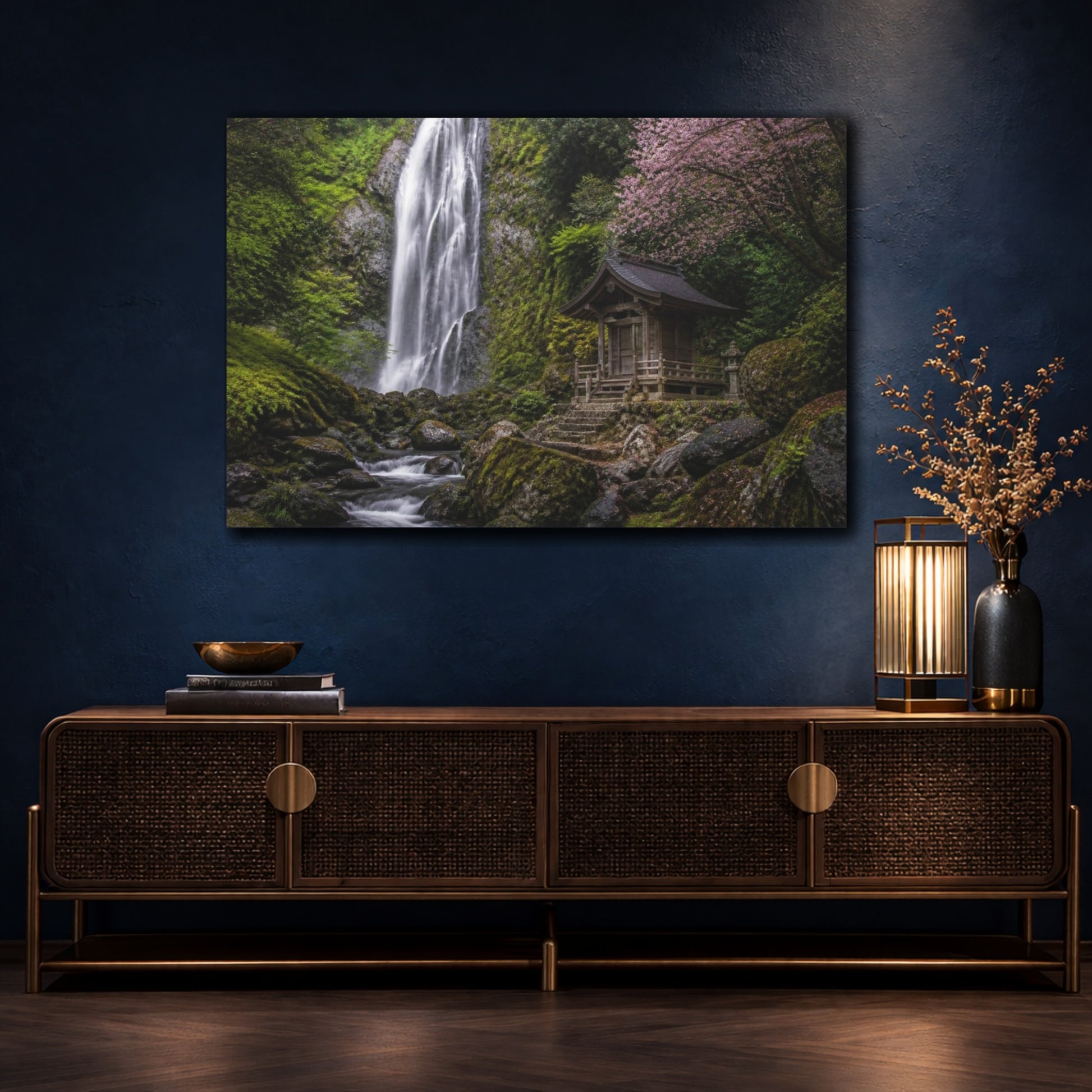Mockup 4. Japanese Waterfall Shrine shown as canvas print