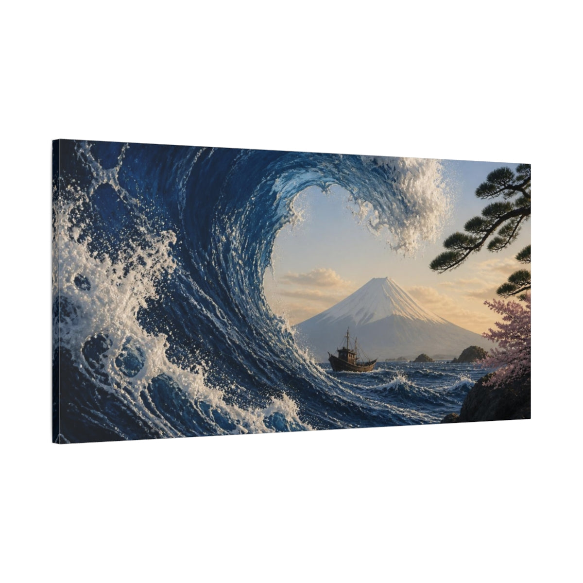 Main Mockup. Japanese Wave With Fuji shown as canvas print