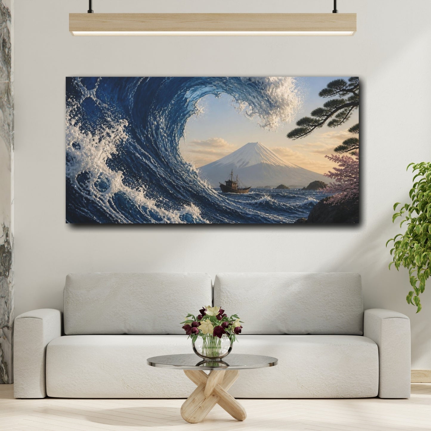 Mockup 2. Japanese Wave With Fuji shown as canvas print