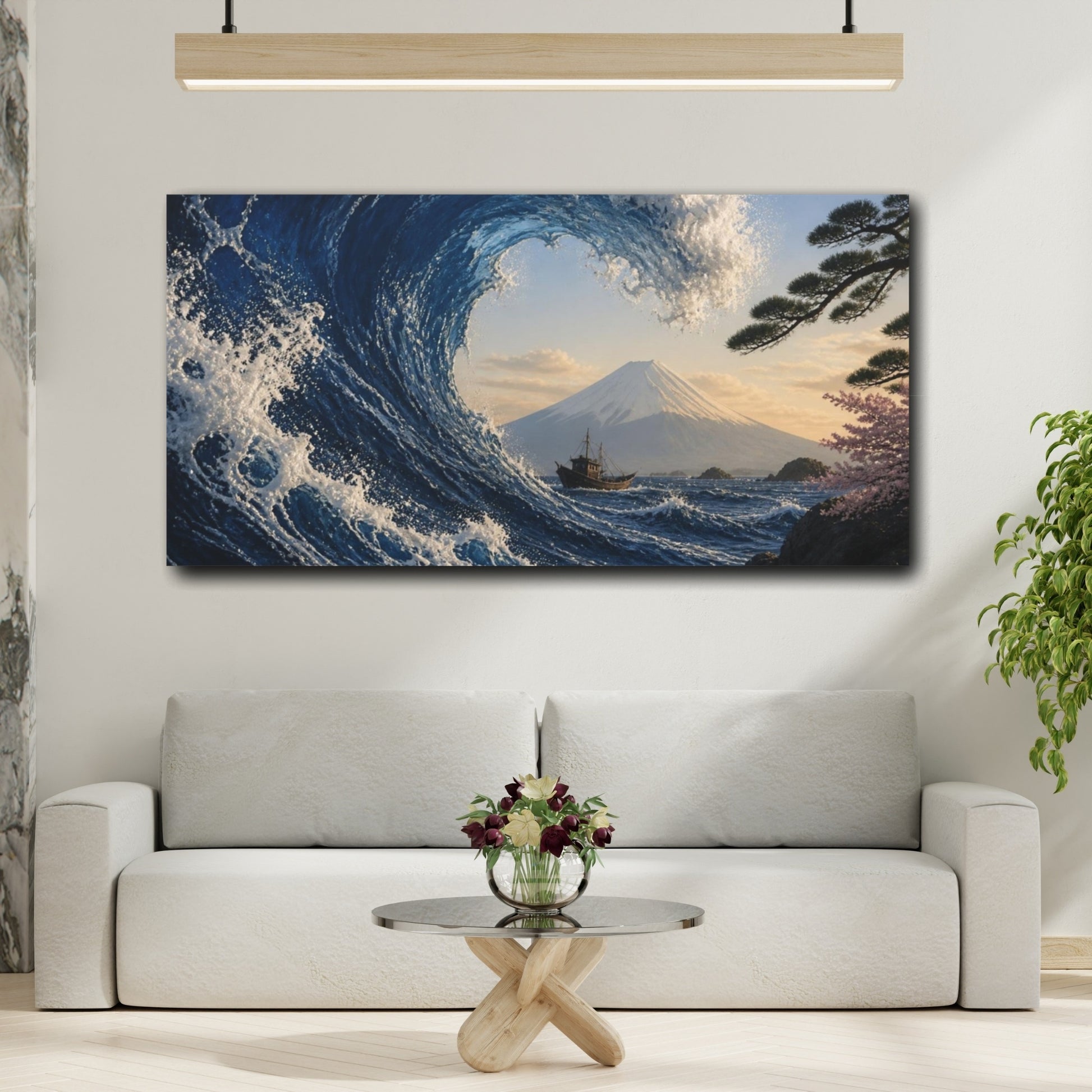 Mockup 2. Japanese Wave With Fuji shown as canvas print