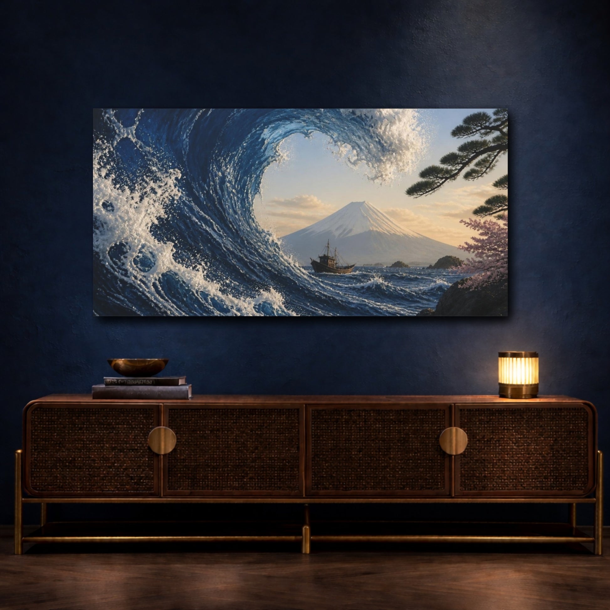 Mockup 4. Japanese Wave With Fuji shown as canvas print