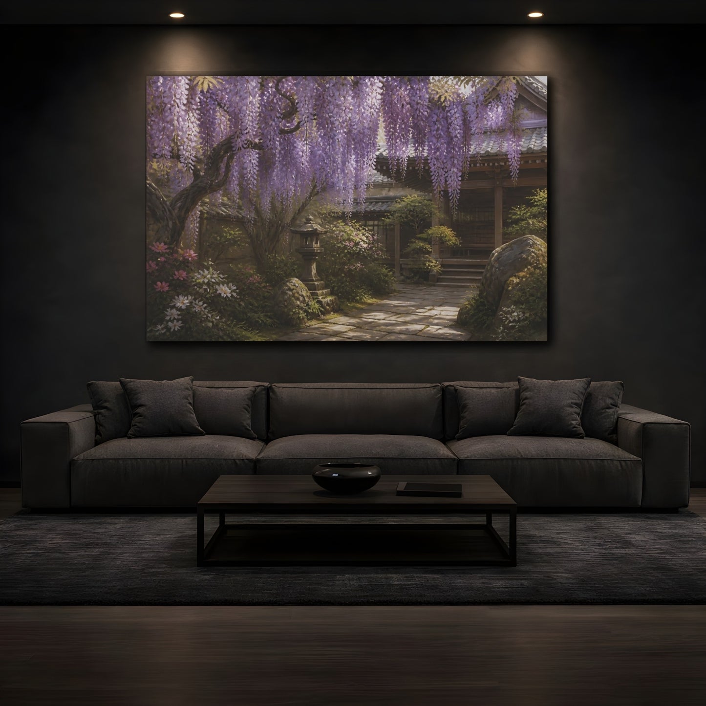 Mockup 3. Japanese Wisteria Garden Path shown as canvas print