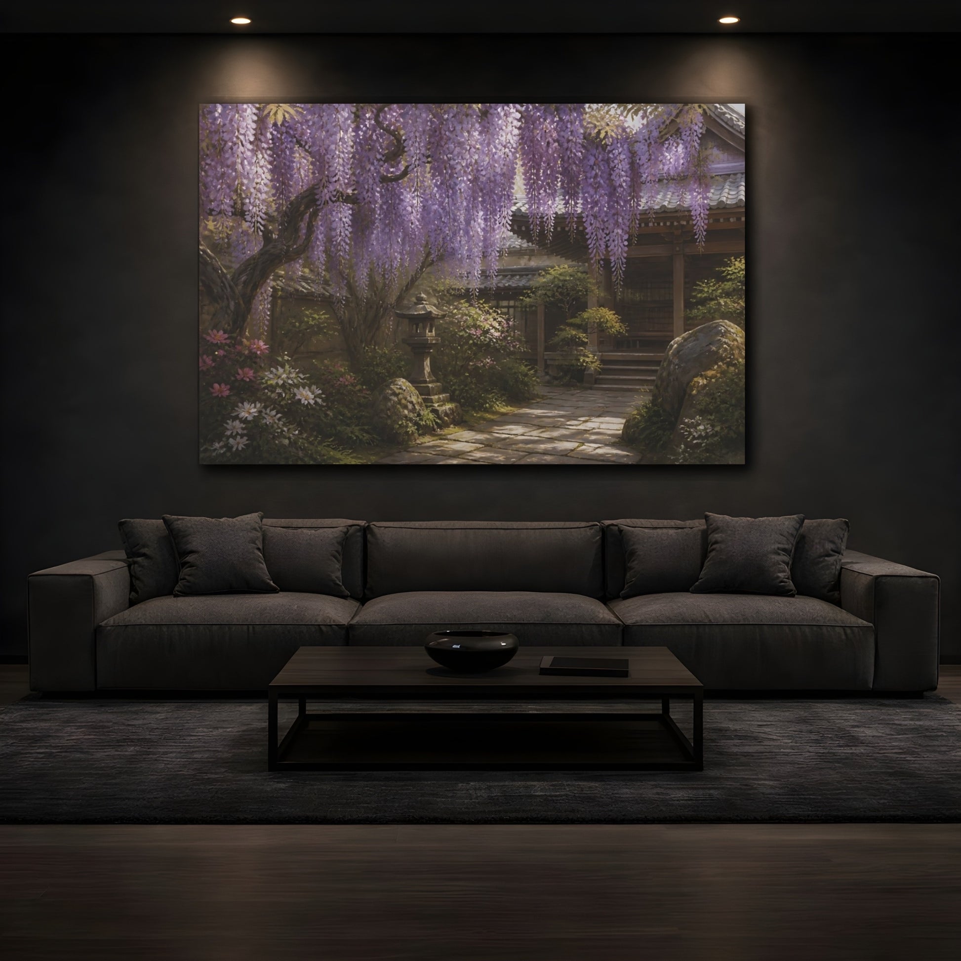 Mockup 3. Japanese Wisteria Garden Path shown as canvas print