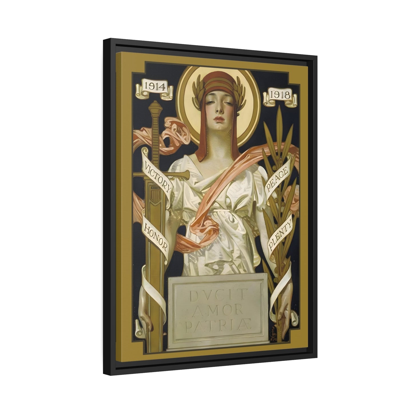 JC Leyendecker Victory Peace Goddess - Framed Canvas Wall Art Print