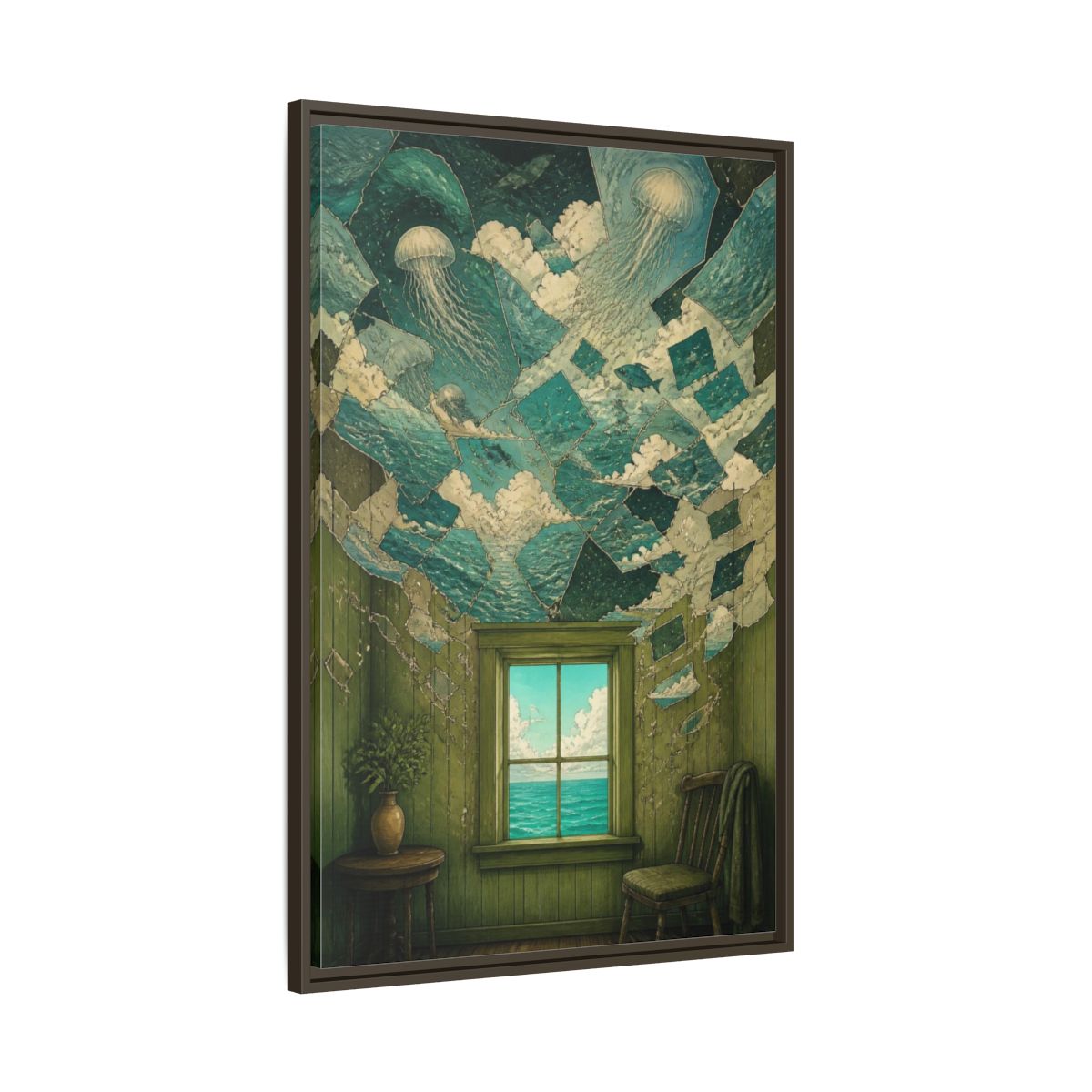 Main Mockup. Jellyfish Ceiling Illusion shown as framed canvas print