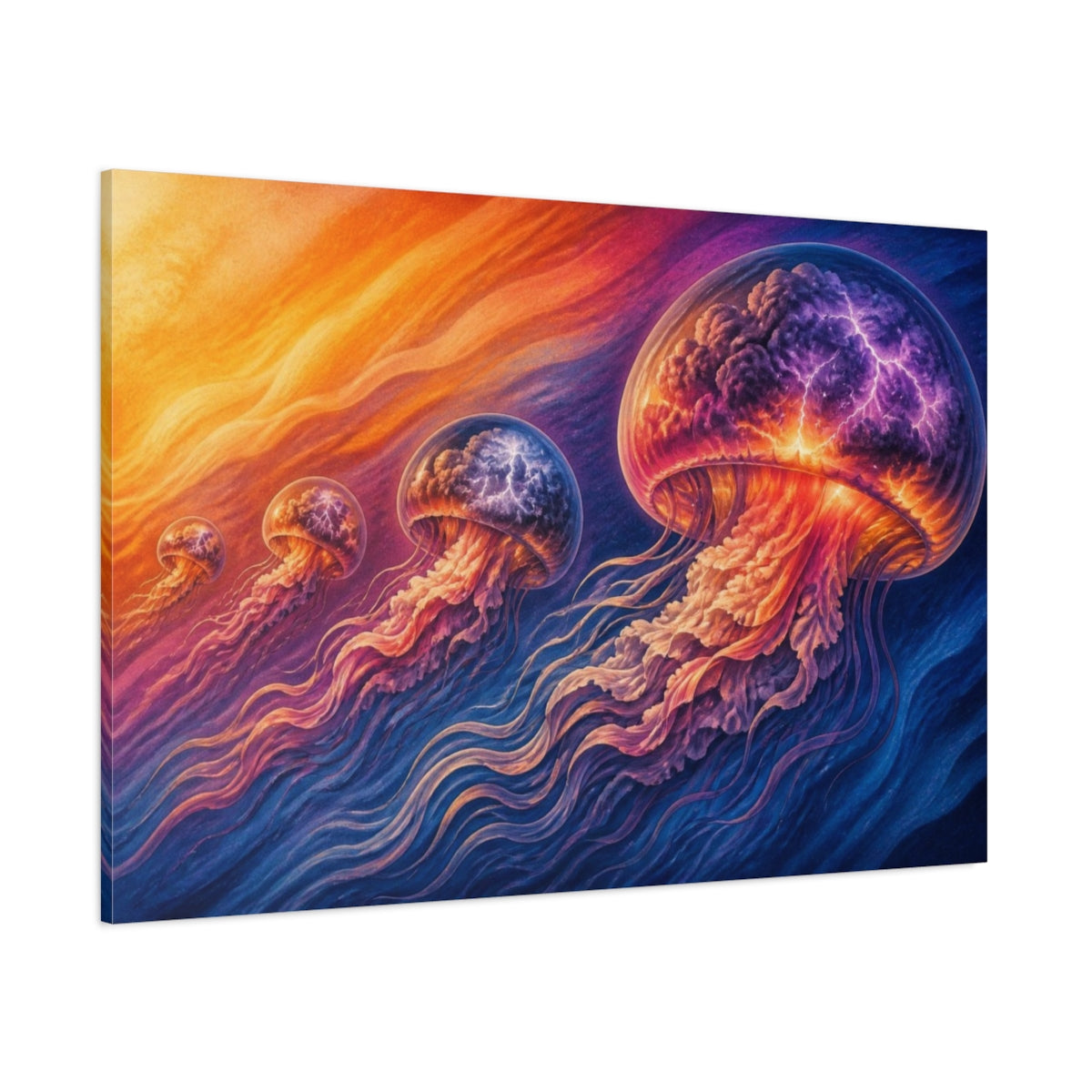 Side Mockup 1. Jellyfish Illusion shown as canvas print