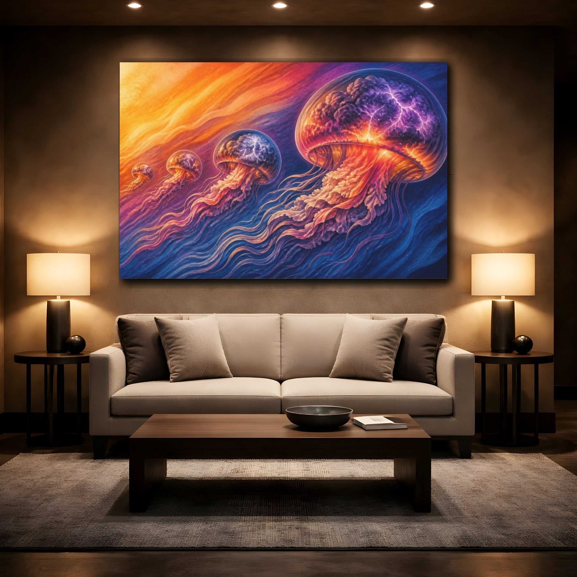 Mockup 2. Jellyfish Illusion shown as canvas print