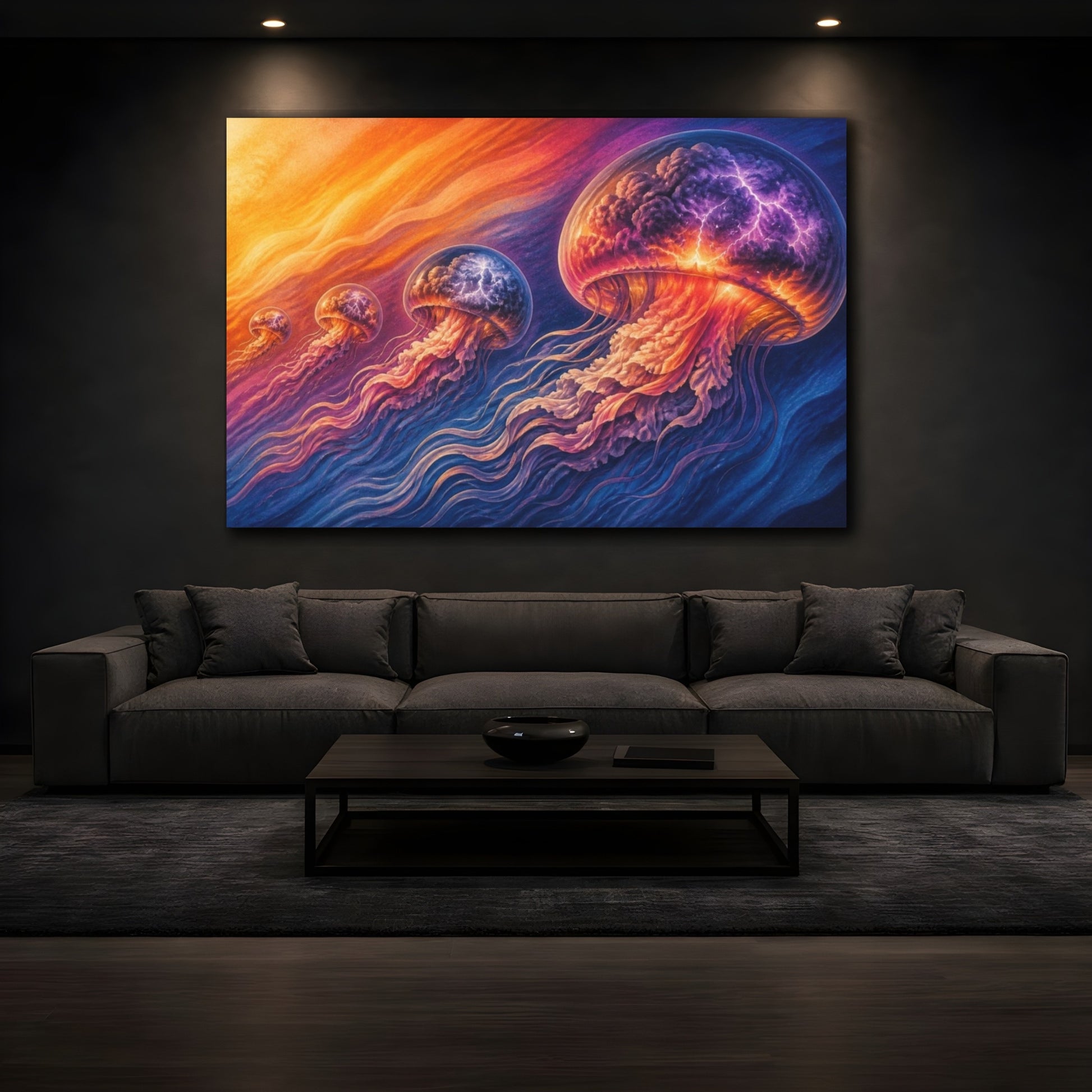 Mockup 3. Jellyfish Illusion shown as canvas print