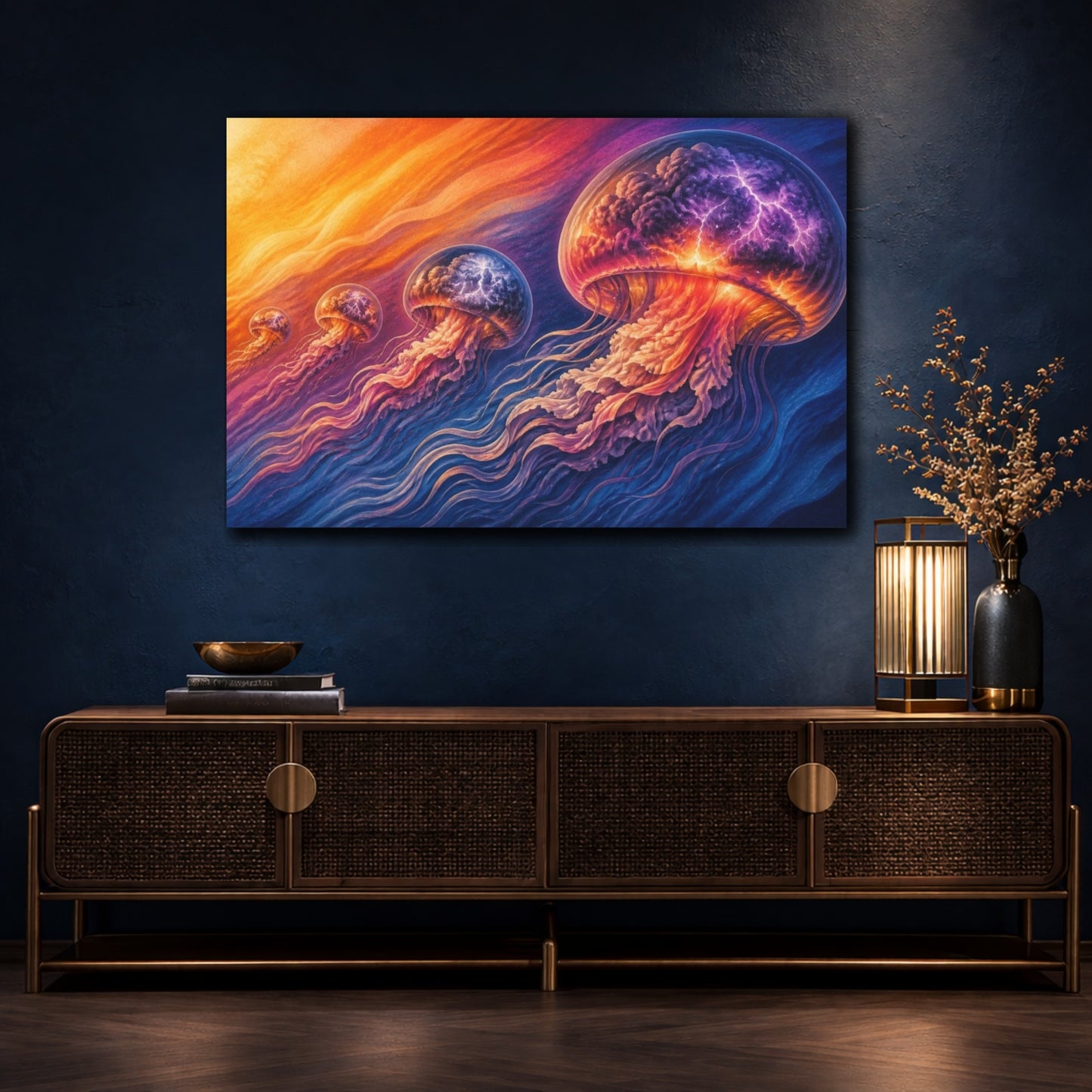 Mockup 4. Jellyfish Illusion shown as canvas print