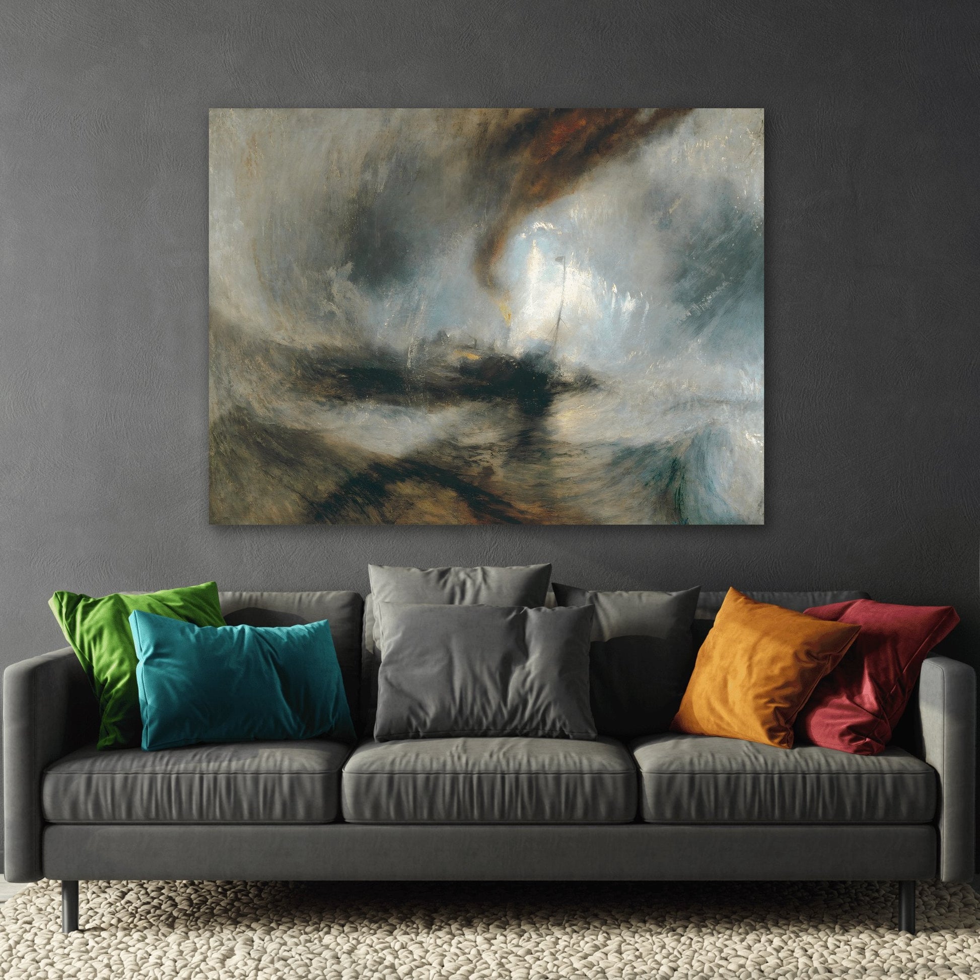 JMW Turner Snow Storm Boat Canvas Wall Art Print - Watercolor Landscape