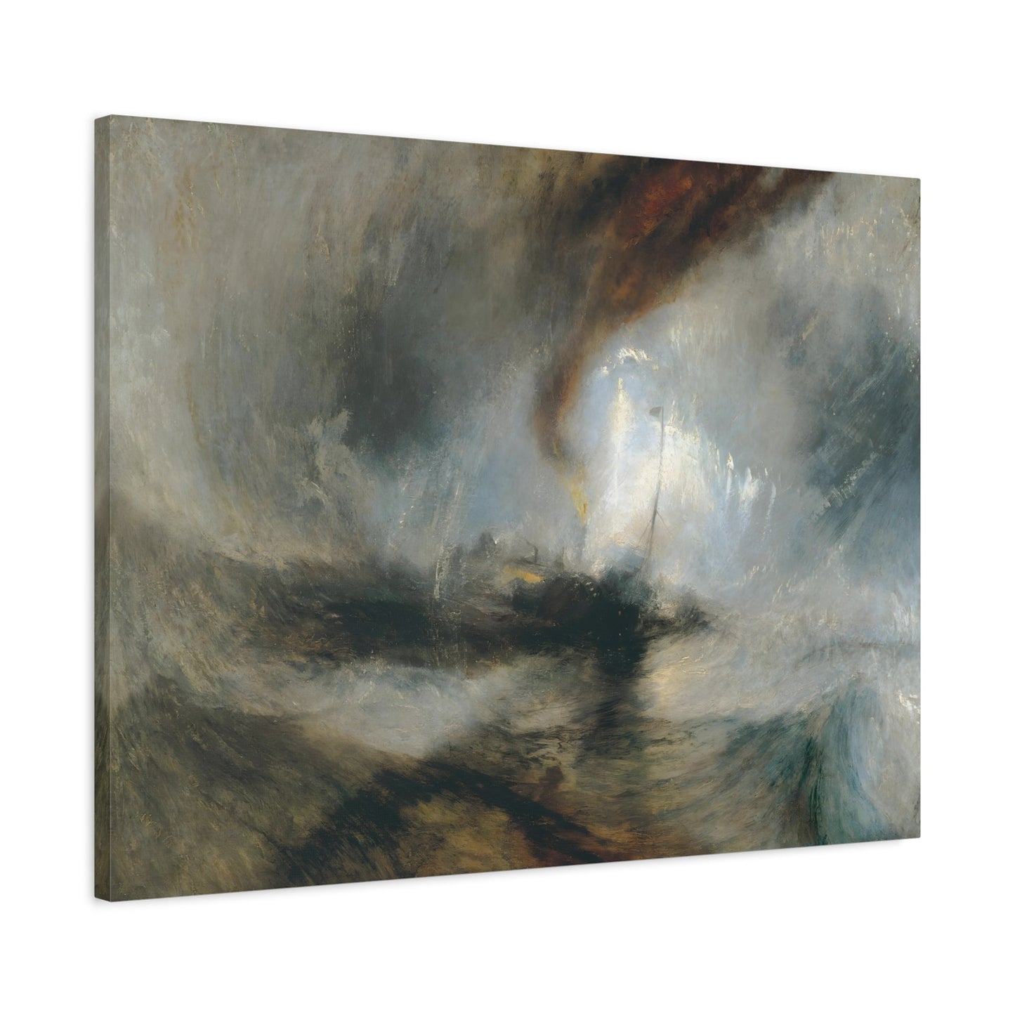 JMW Turner Snow Storm Boat Canvas Wall Art Print - Watercolor Landscape