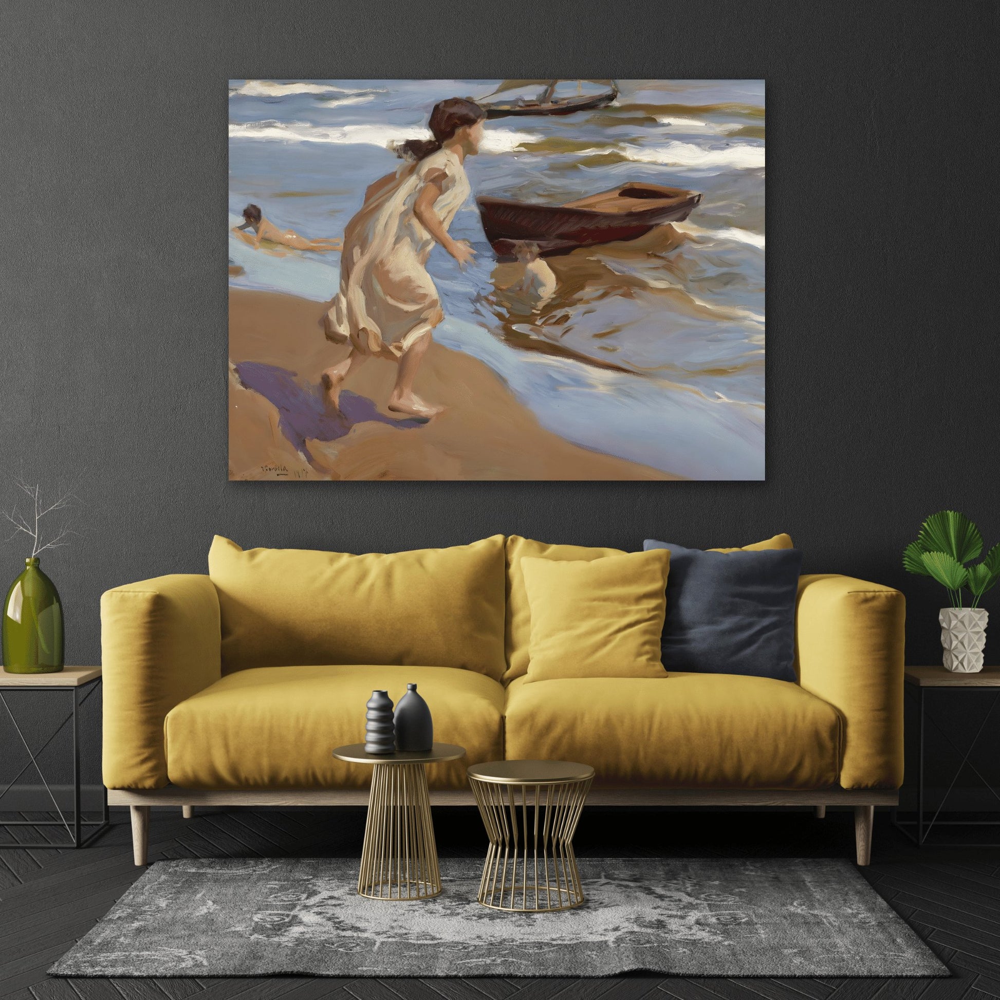 Joaquin Sorolla Bathing Hour Sea Landscape - Canvas Wall Art Print