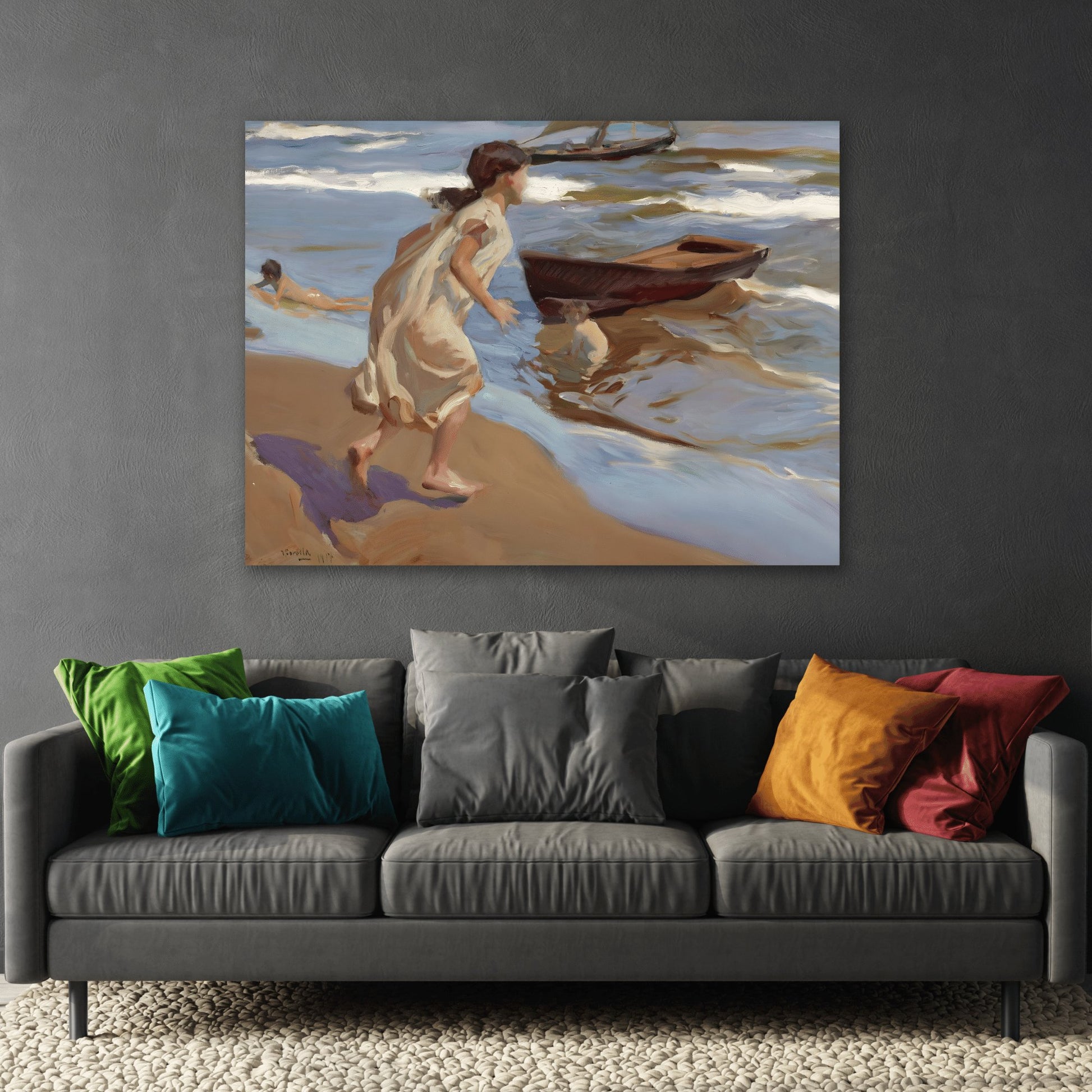 Joaquin Sorolla Bathing Hour Sea Landscape - Canvas Wall Art Print