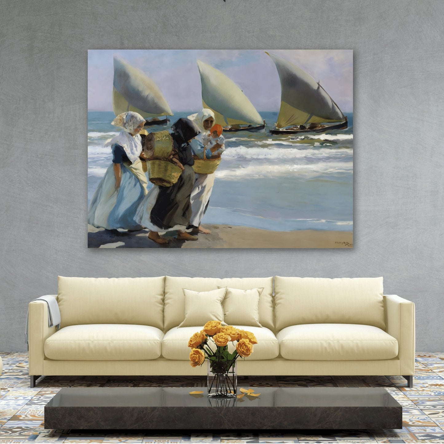 Joaquin Sorolla y Bastida Three Sails - Canvas Wall Art Print