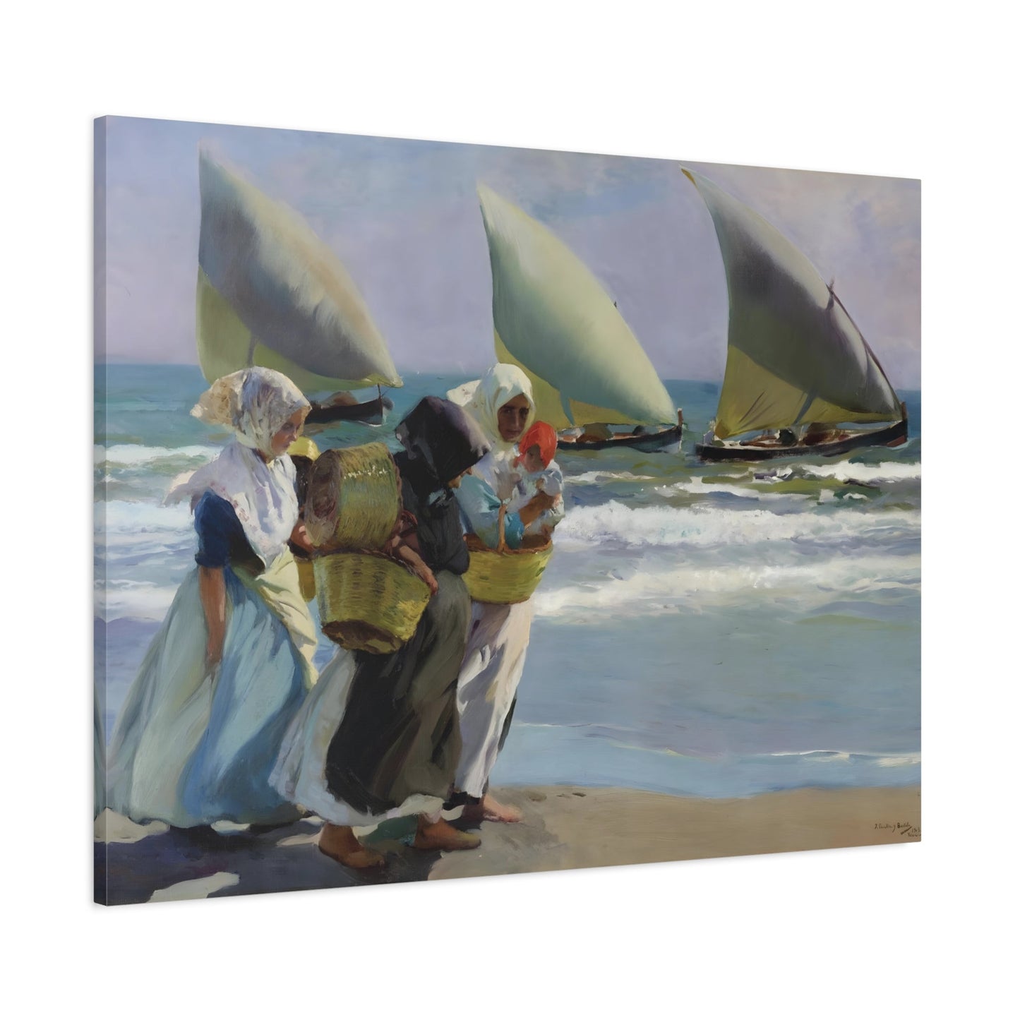 Joaquin Sorolla y Bastida Three Sails - Canvas Wall Art Print