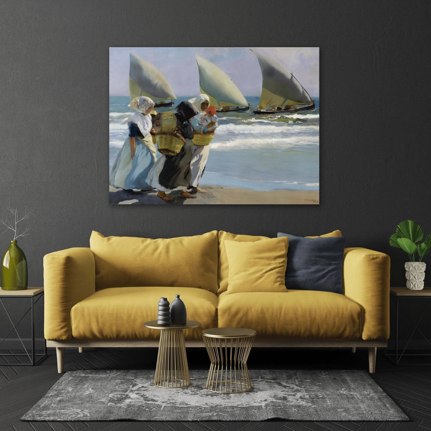 Joaquin Sorolla y Bastida Three Sails - Canvas Wall Art Print