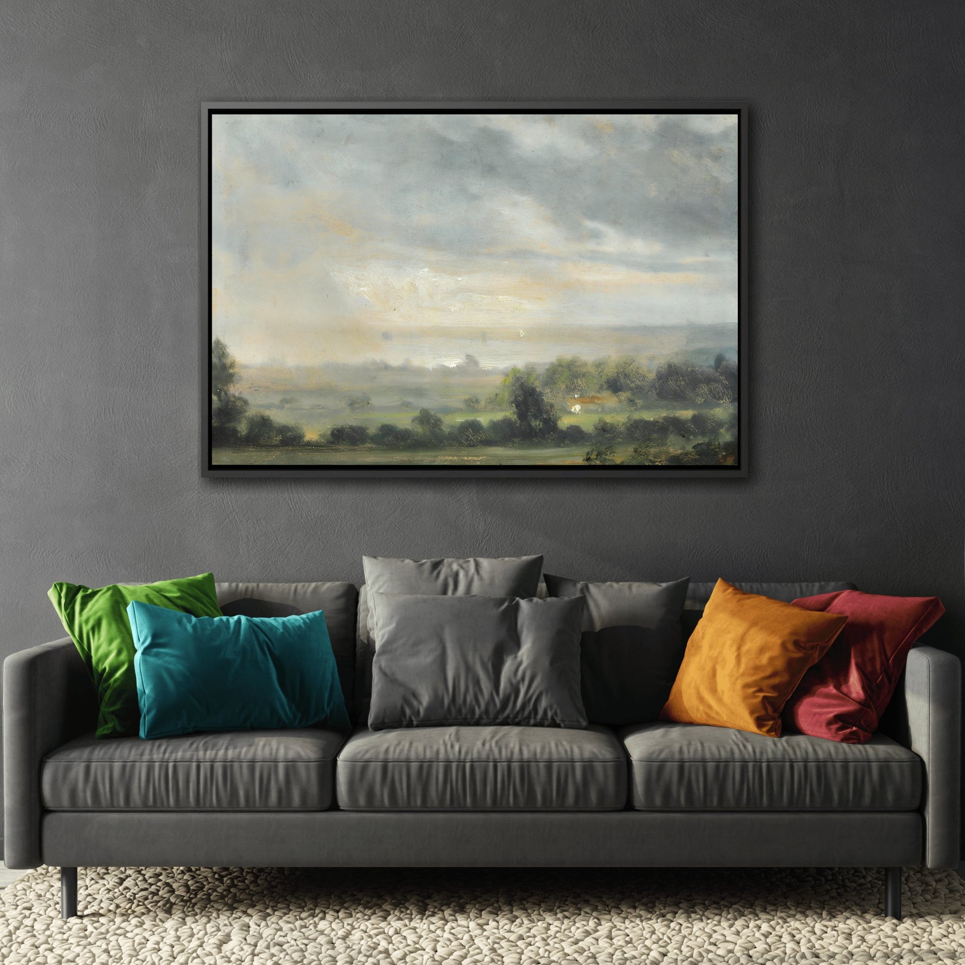 Johan Christian Clausen Dahl Cloudy Sky - Framed Canvas Wall Art Print in Black Frame