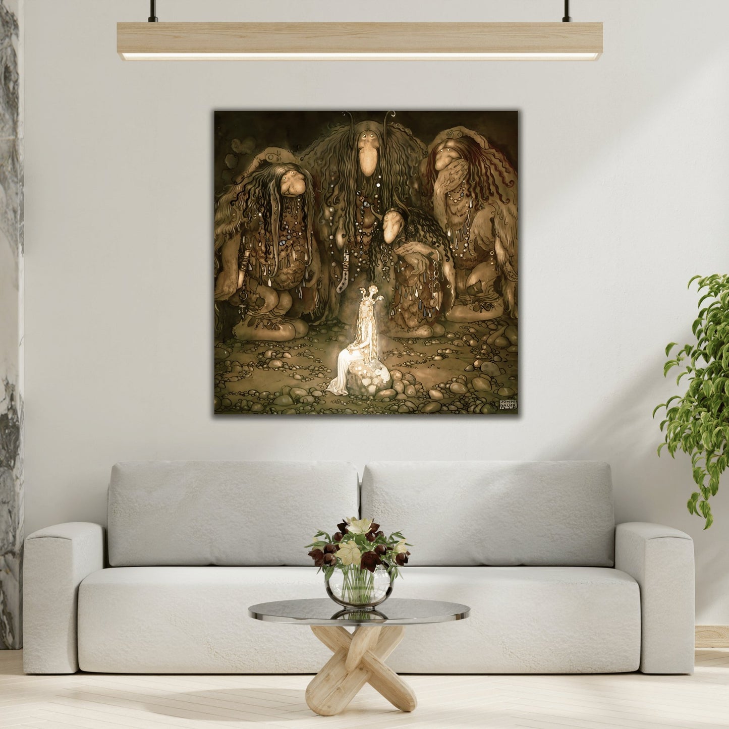 John Bauer Look at Them Troll Mother Said - Square Canvas Wall Art Print