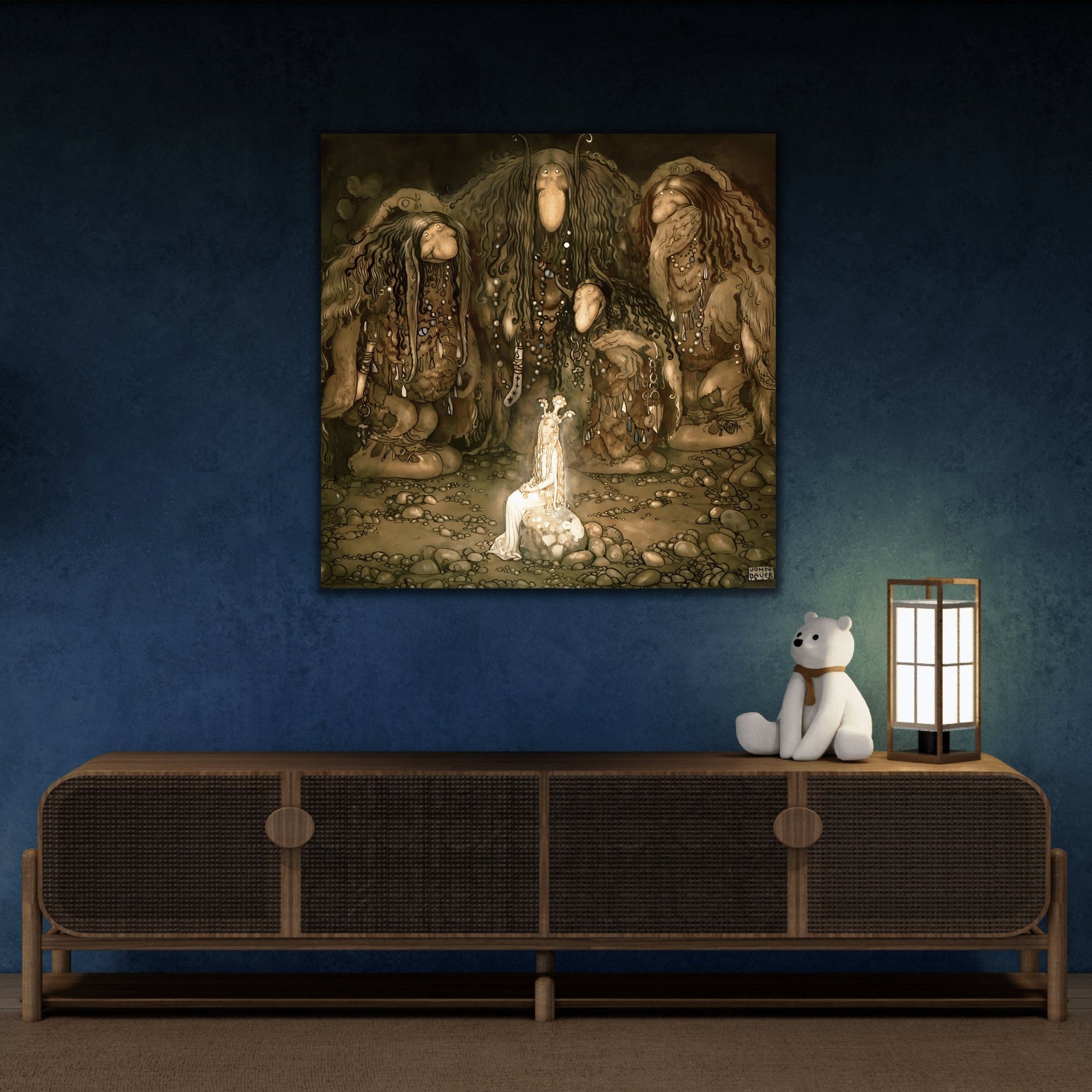 John Bauer Look at Them Troll Mother Said - Square Canvas Wall Art Print