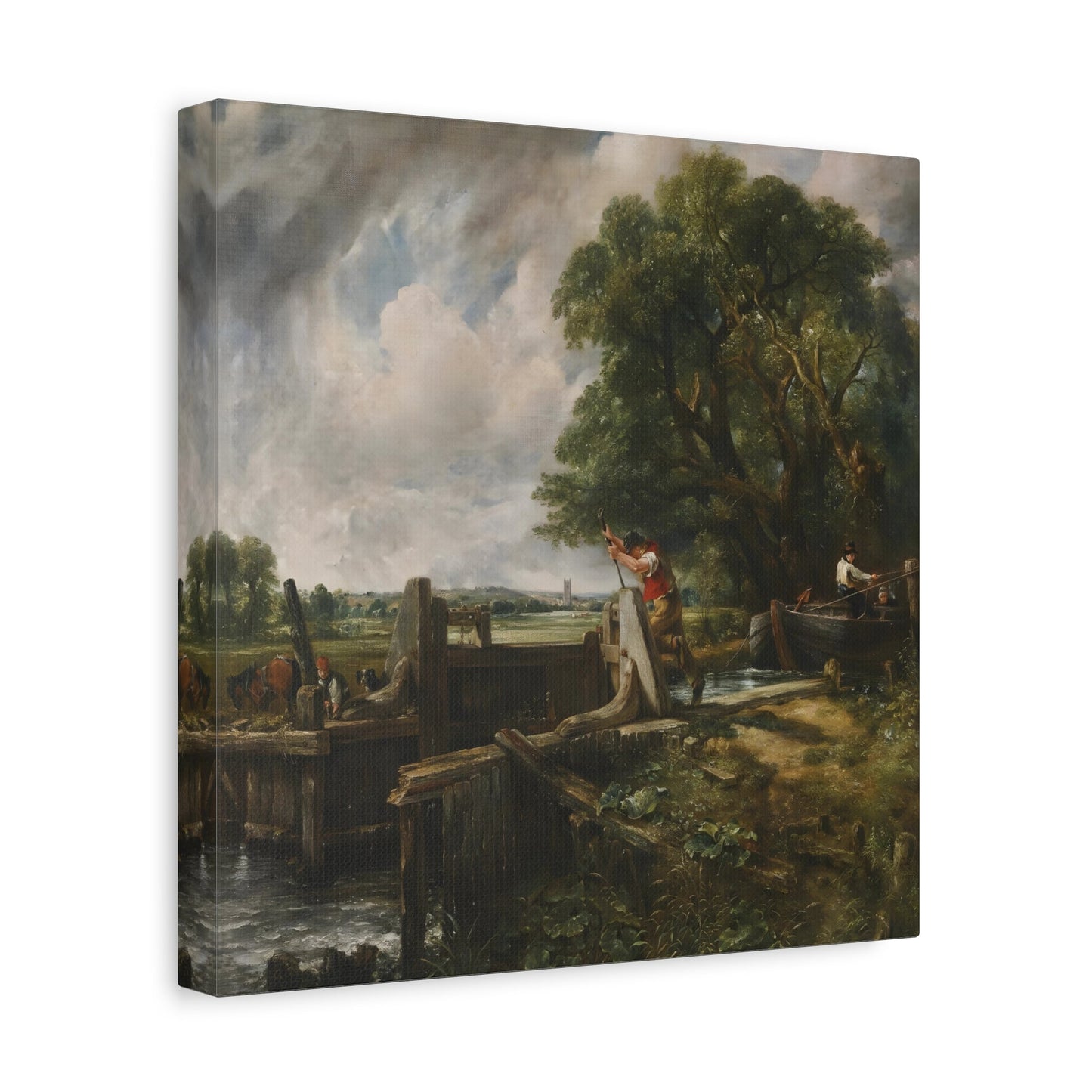 John Constable Barge Passing a Lock - Square Canvas Wall Art Print