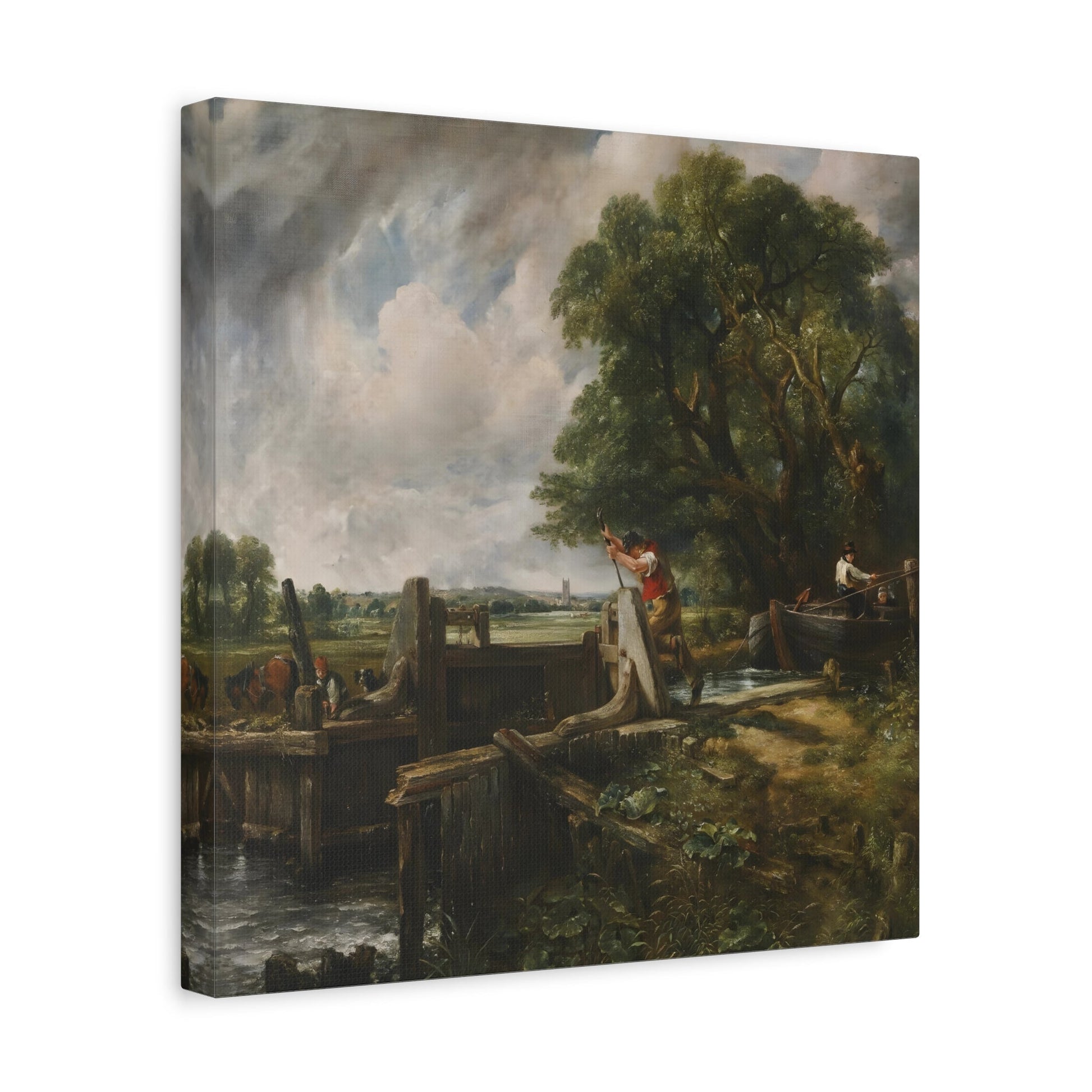 John Constable Barge Passing a Lock - Square Canvas Wall Art Print