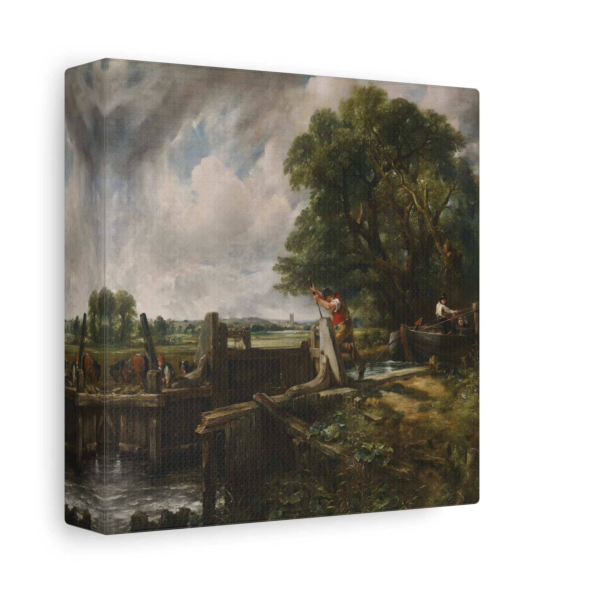 John Constable Barge Passing a Lock - Square Canvas Wall Art Print