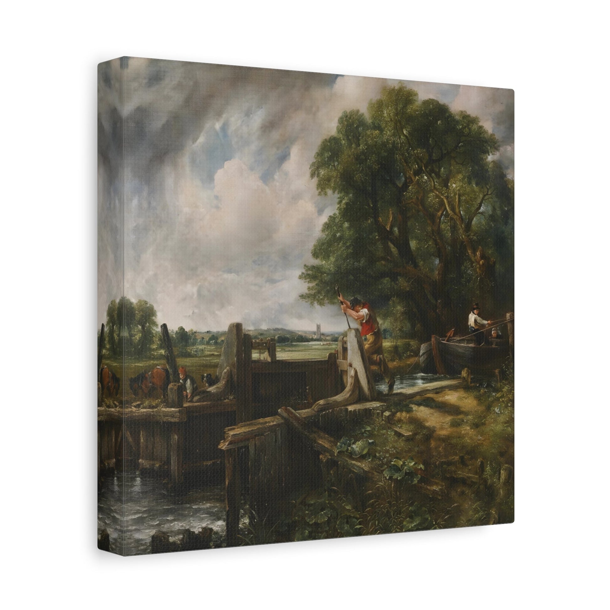 John Constable Barge Passing a Lock - Square Canvas Wall Art Print