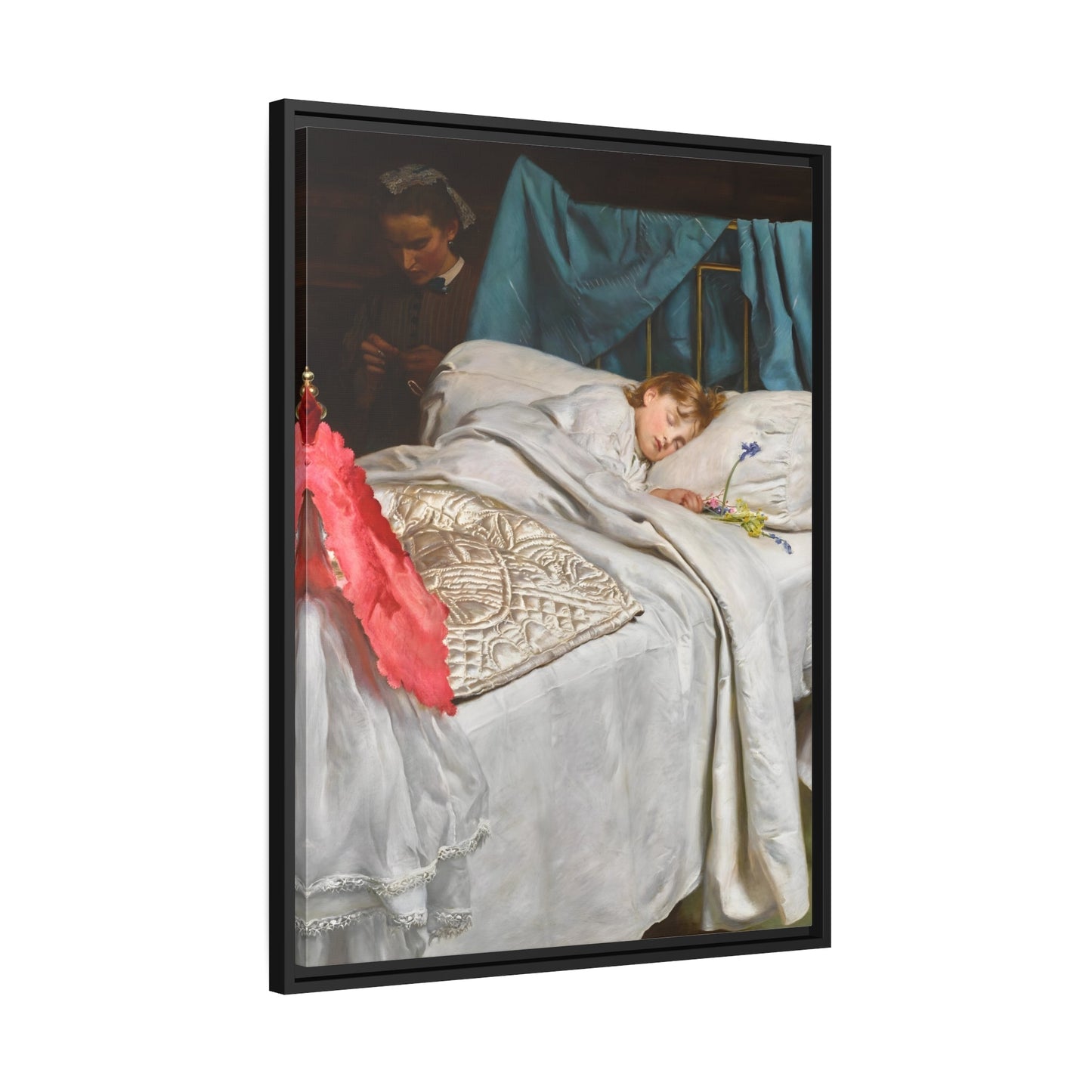 John Everett Millais Sleeping - Framed Canvas Wall Art Reproduction