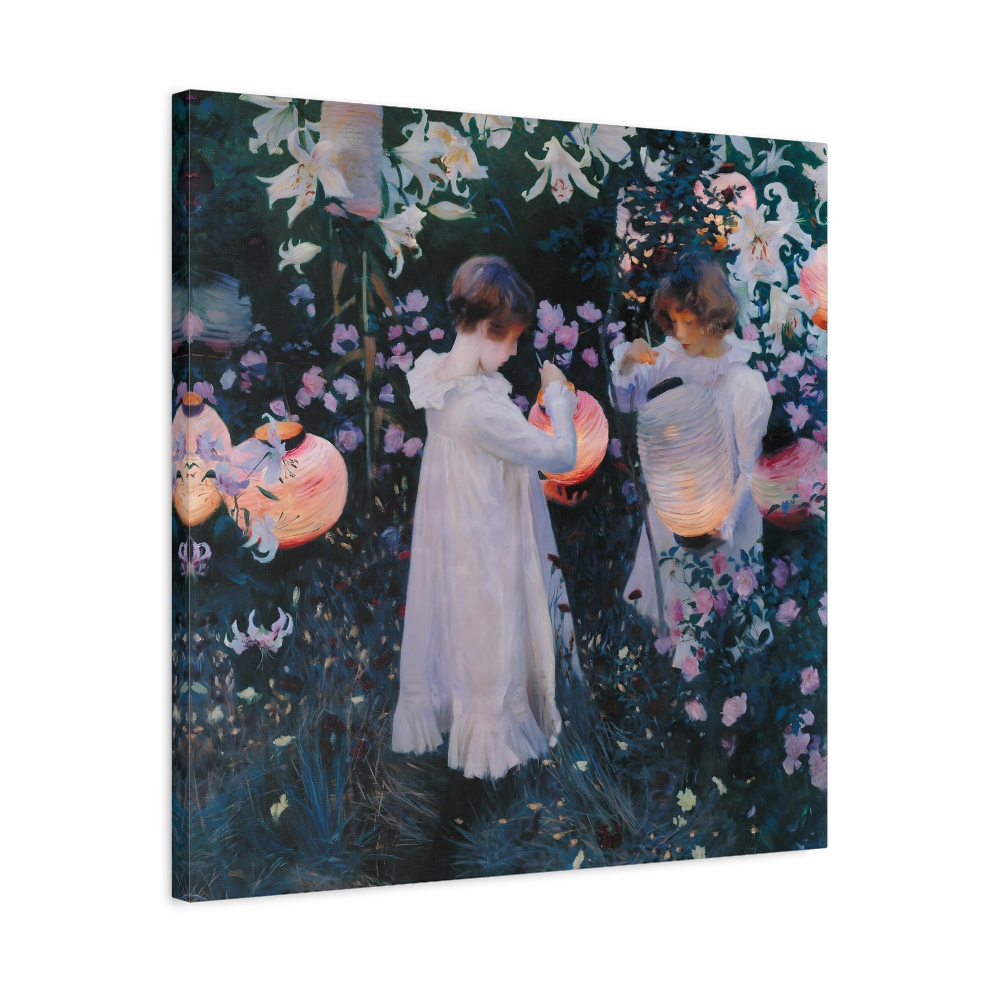 John Singer Sargent Carnation Lily Rose - Square Framed Canvas Wall Art Print