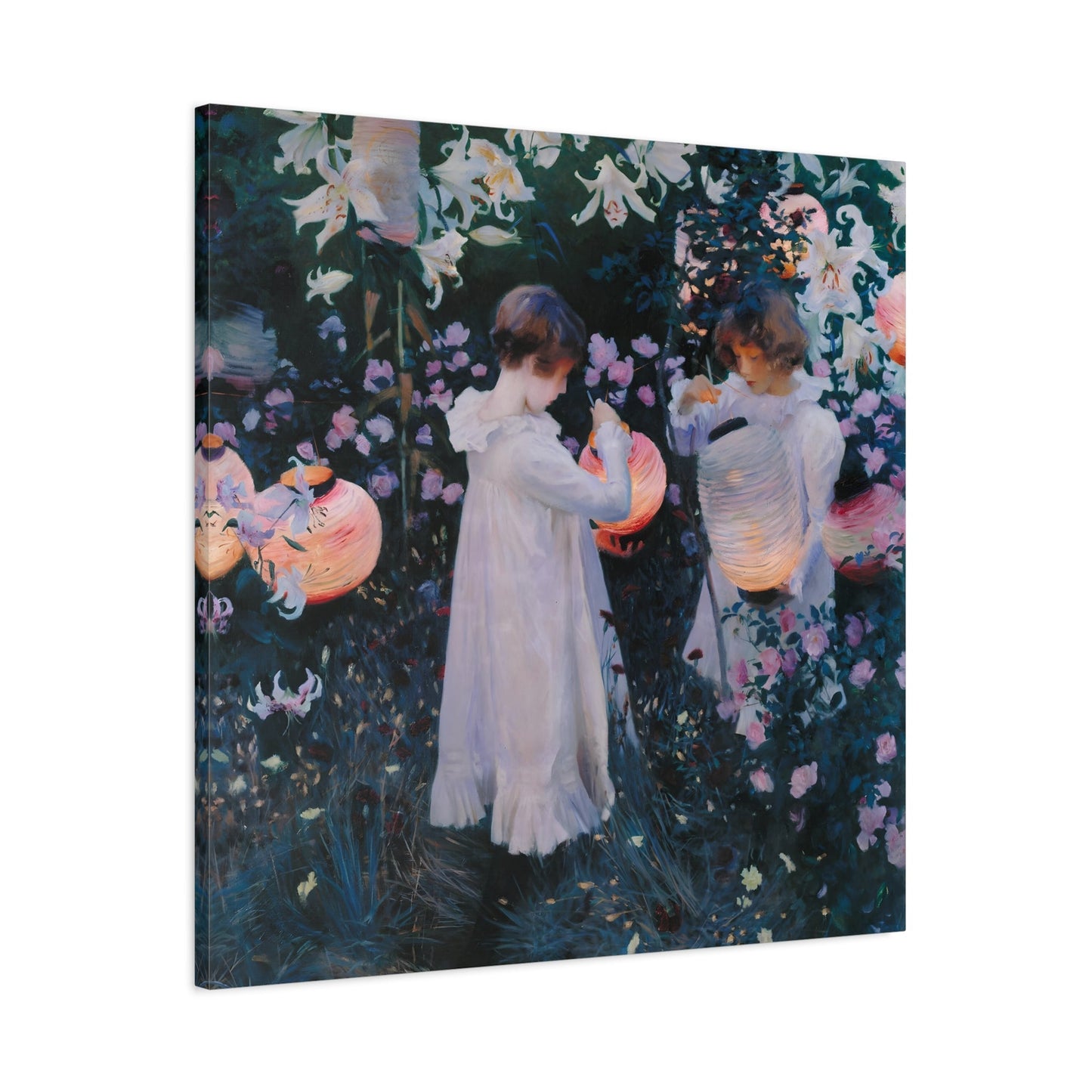 John Singer Sargent Carnation Lily Rose - Square Framed Canvas Wall Art Print