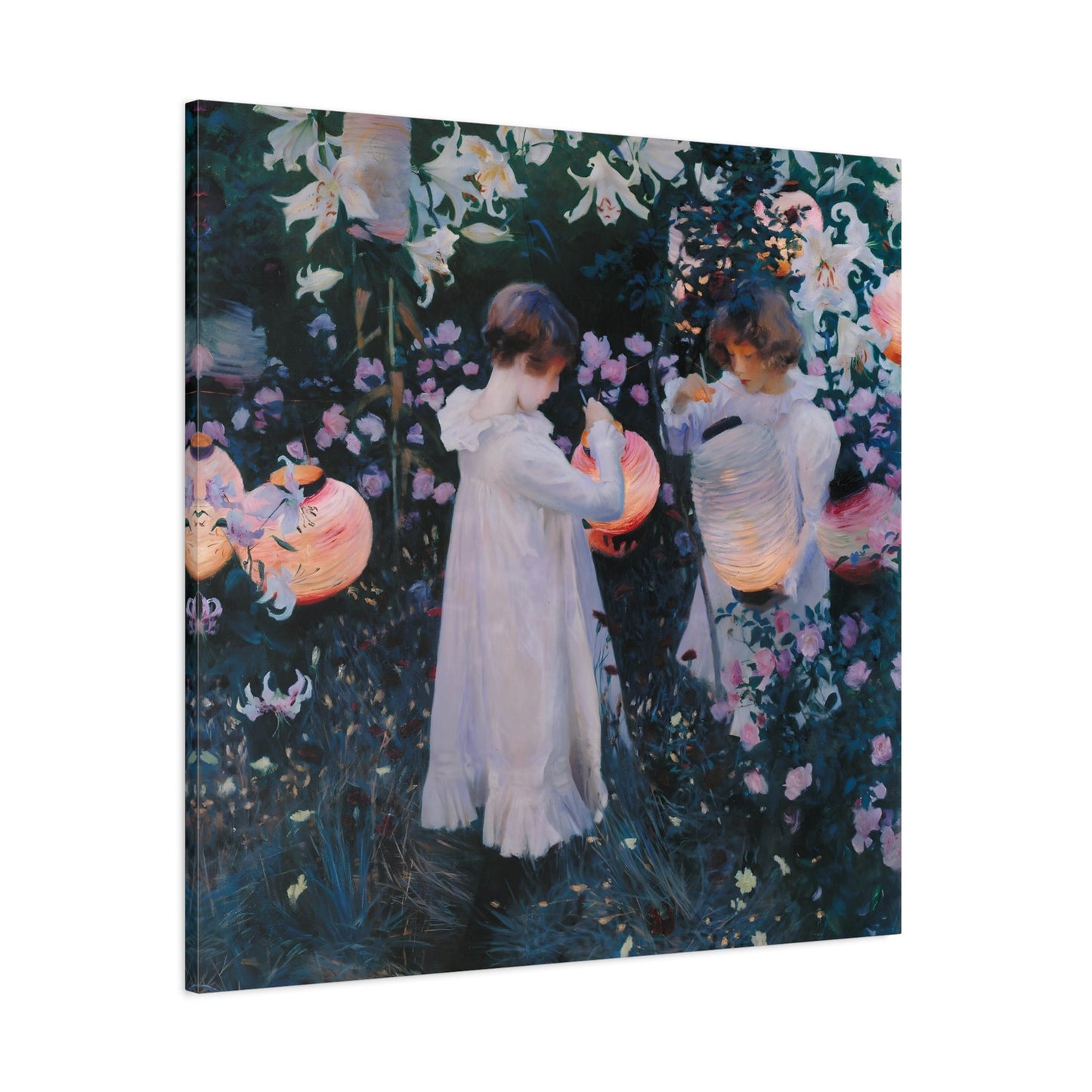 John Singer Sargent Carnation Lily Rose - Square Framed Canvas Wall Art Print