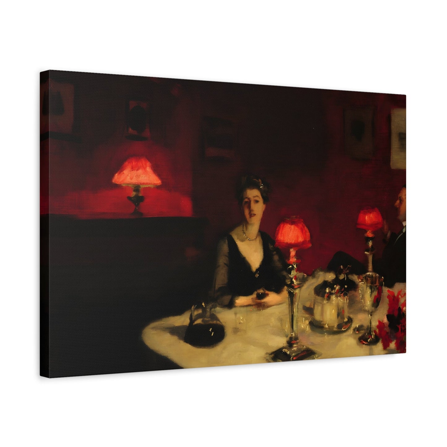 John Singer Sargent Dinner Table at Night - Glass of Port Canvas Wall Art Painting Print